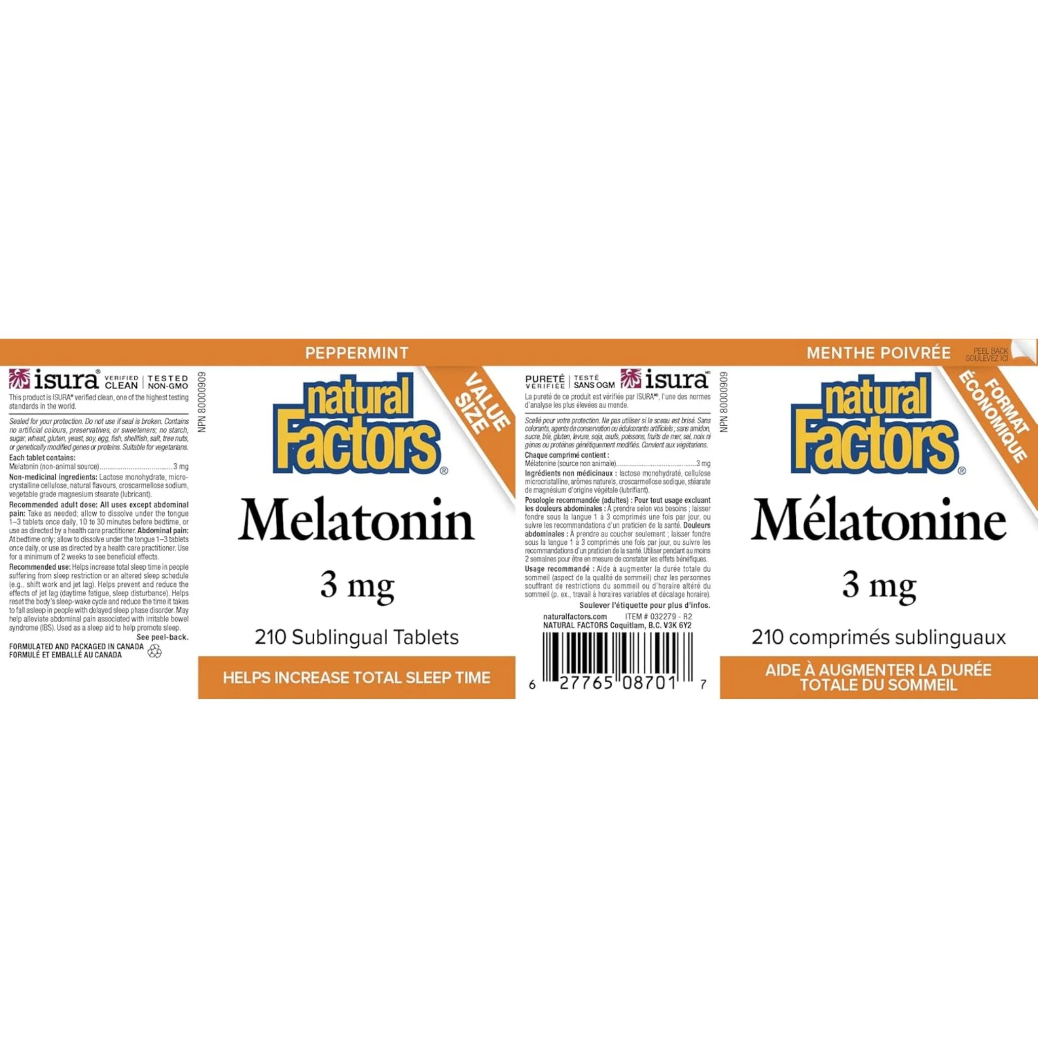Natural Factors Melatonin 3mg 210 Tablets