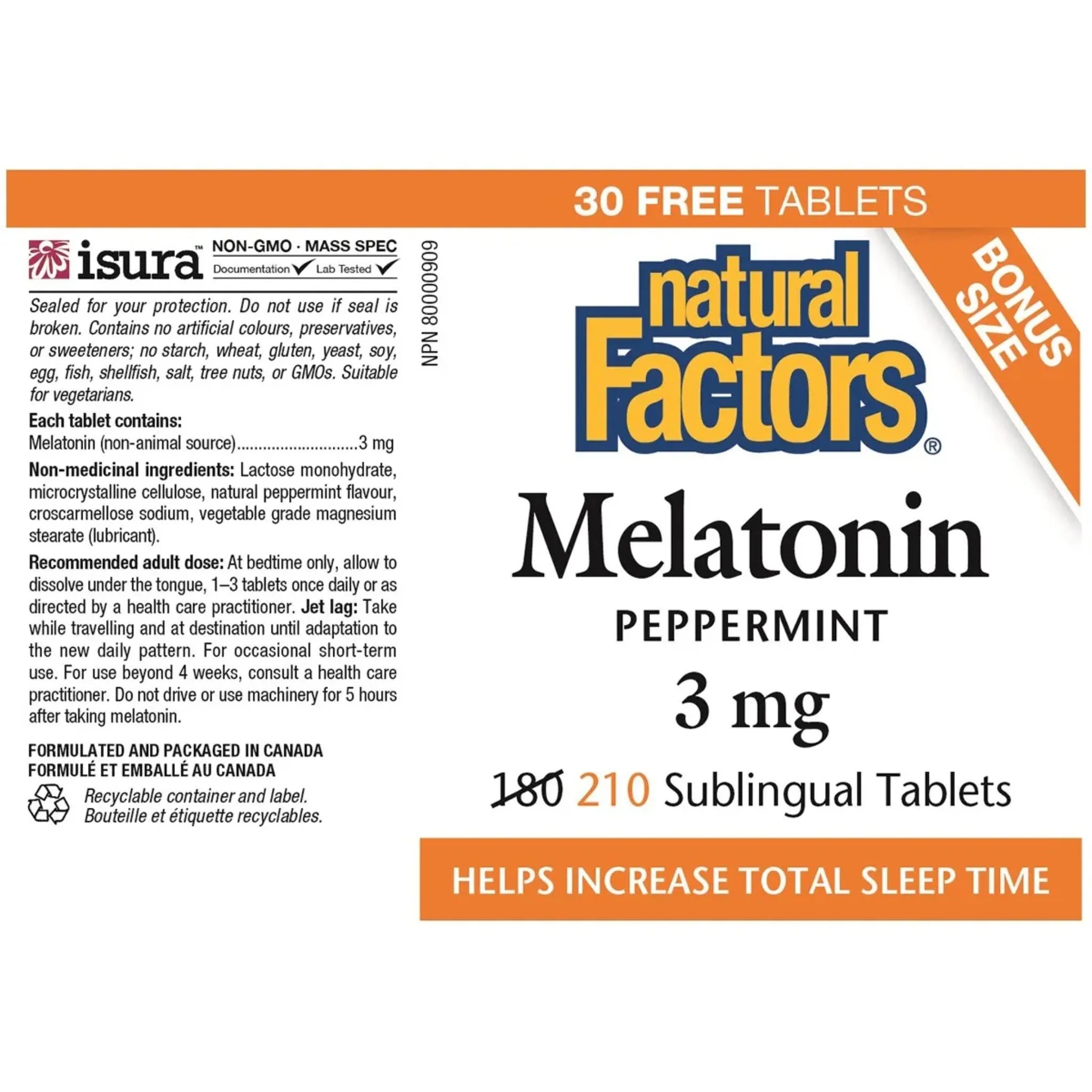 Natural Factors Melatonin 3mg 210 Tablets
