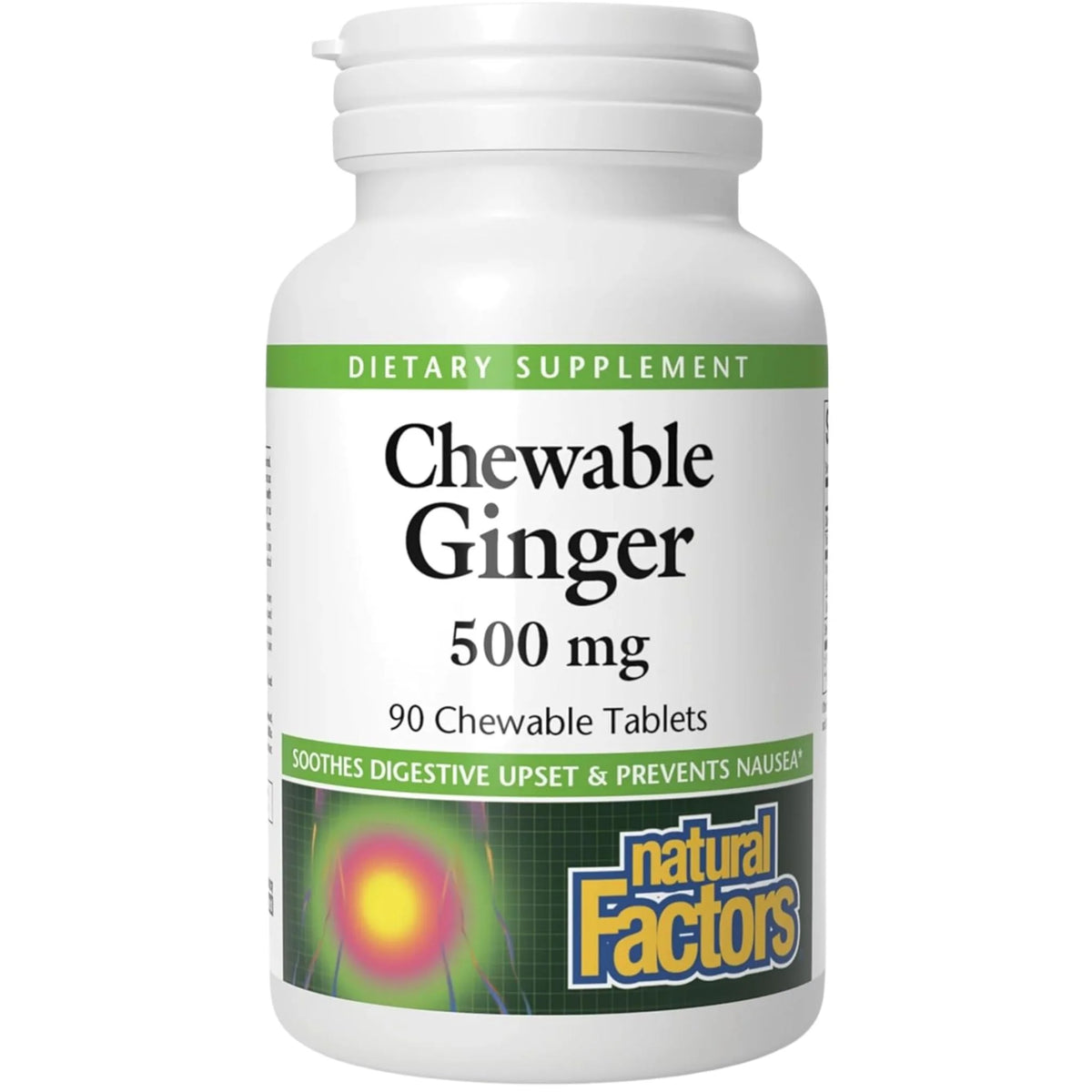 Natural Factors Chewable Ginger 500mg, 90 Chewable Tablets