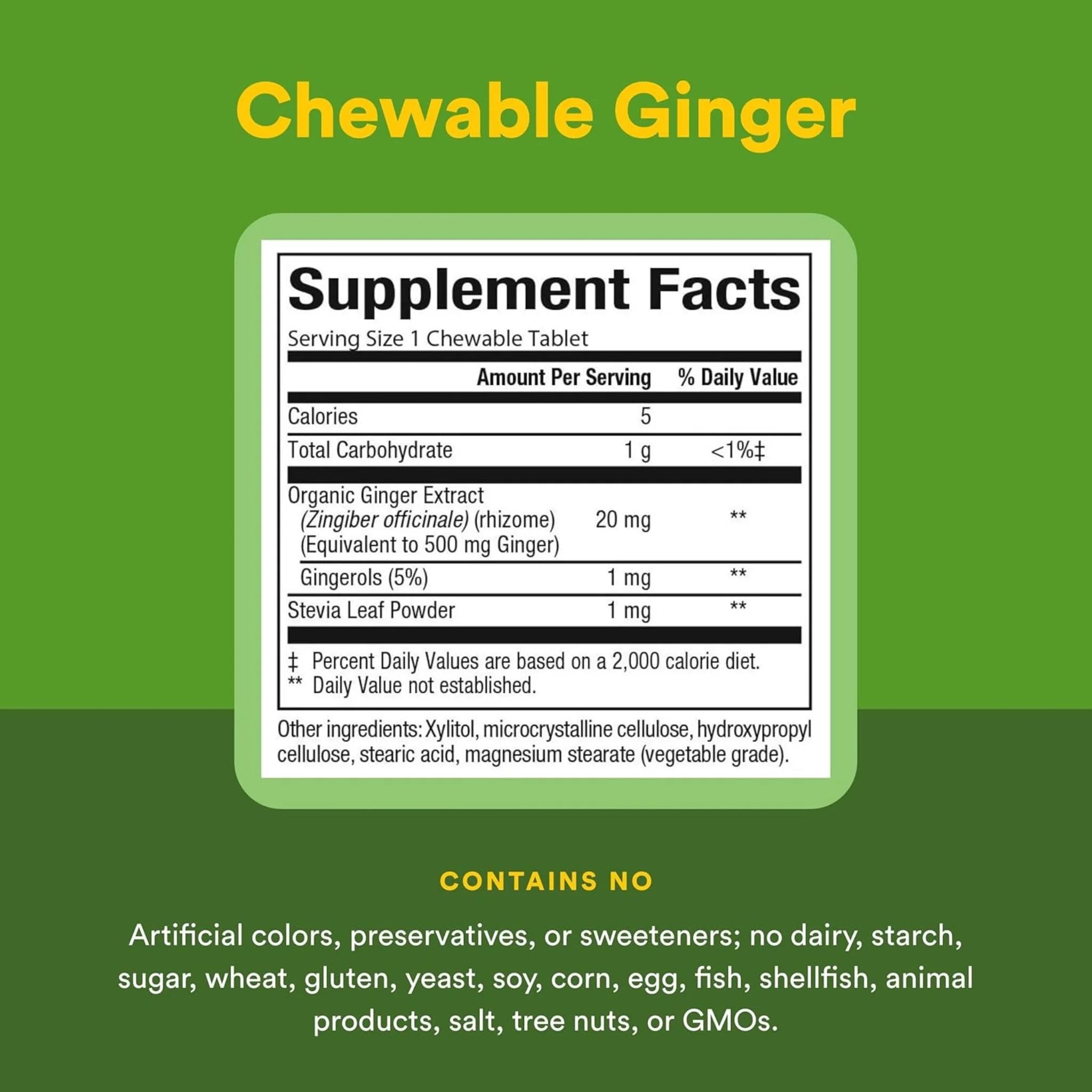 Natural Factors Chewable Ginger 500mg, 90 Chewable Tablets