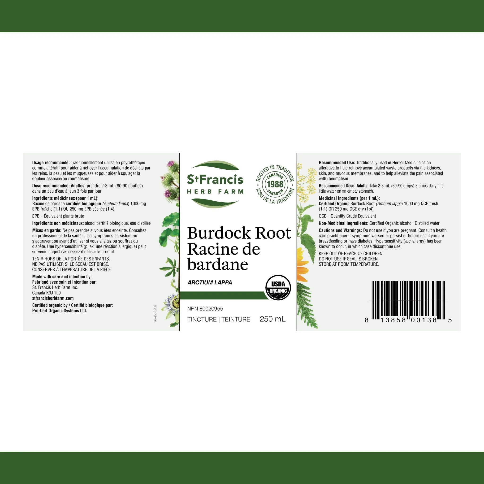 St. Francis Herb Burdock Root 250ml - Nature's Source Inc