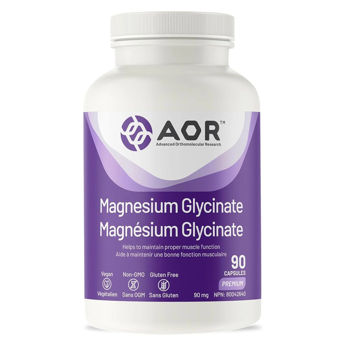 AOR Magnesium Glycinate 90 Vegan Capsules - Nature's Source Inc