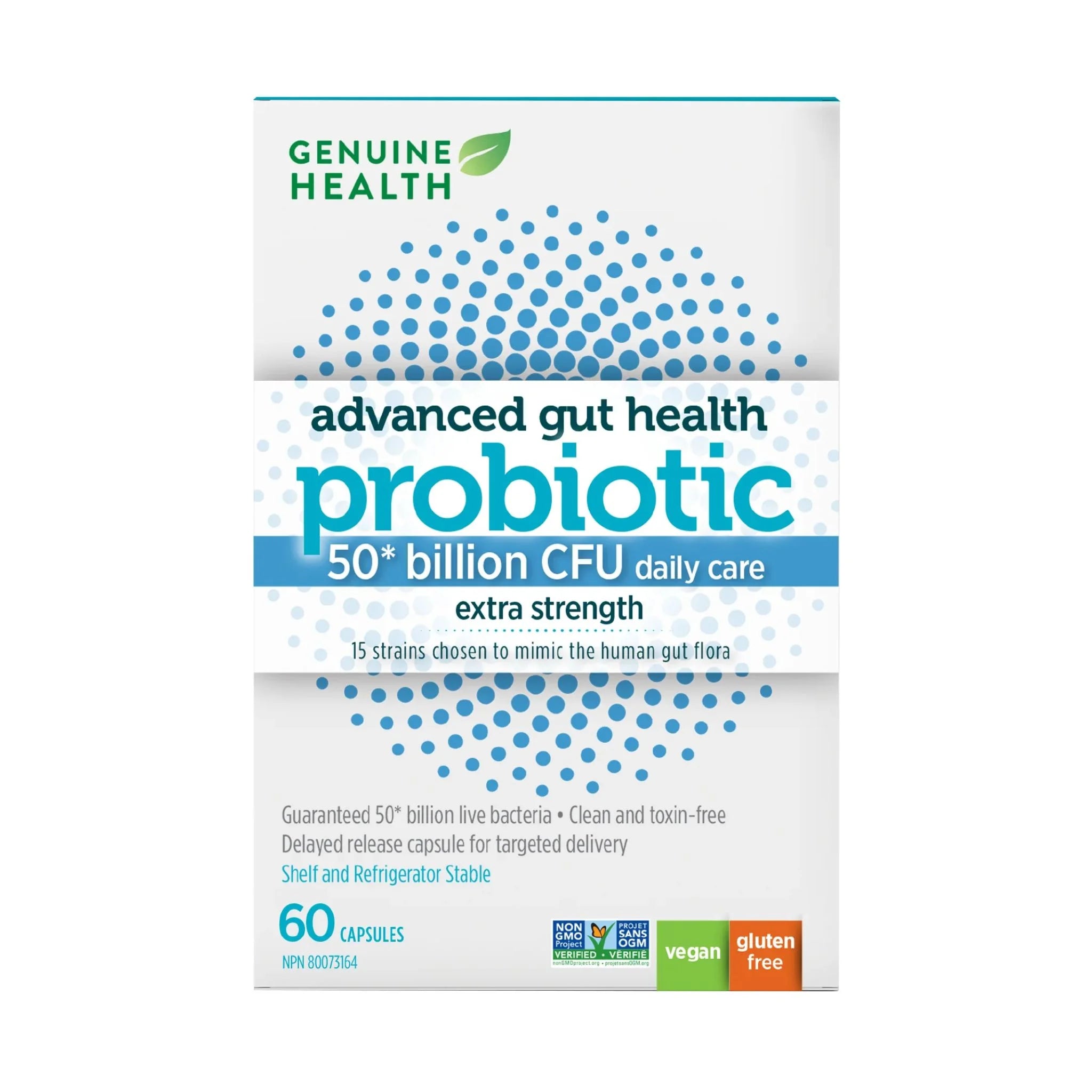 Genuine Health Advanced Gut Health Probiotic 50 Billion 60 Veg Caps - Nature's Source Inc