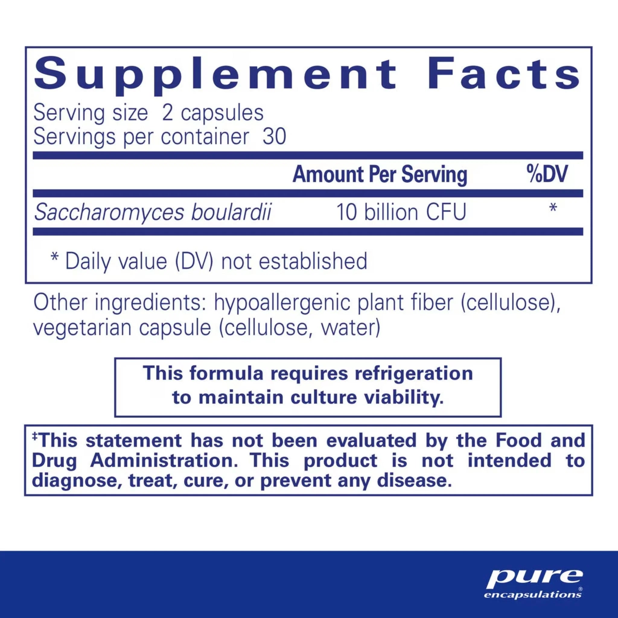 Pure Encapsulations Saccharomyces Boulardii - 60 Capsules - Nature's Source Inc