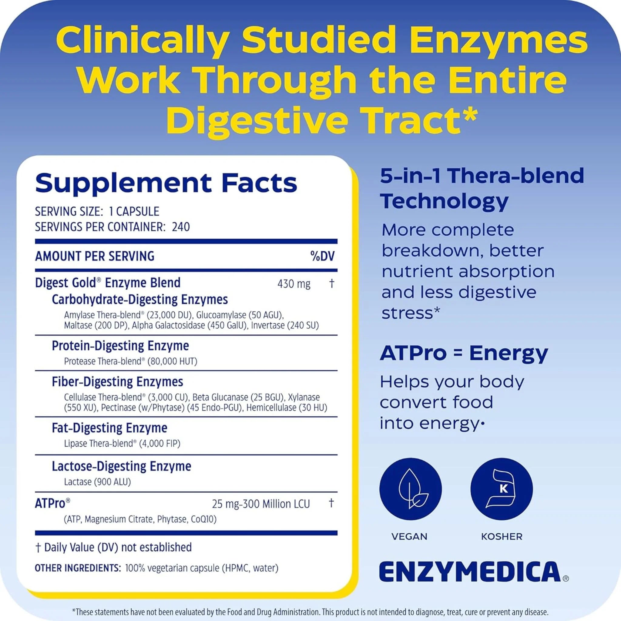 Enzymedica Digest Gold 240 Capsules - Nature's Source Inc