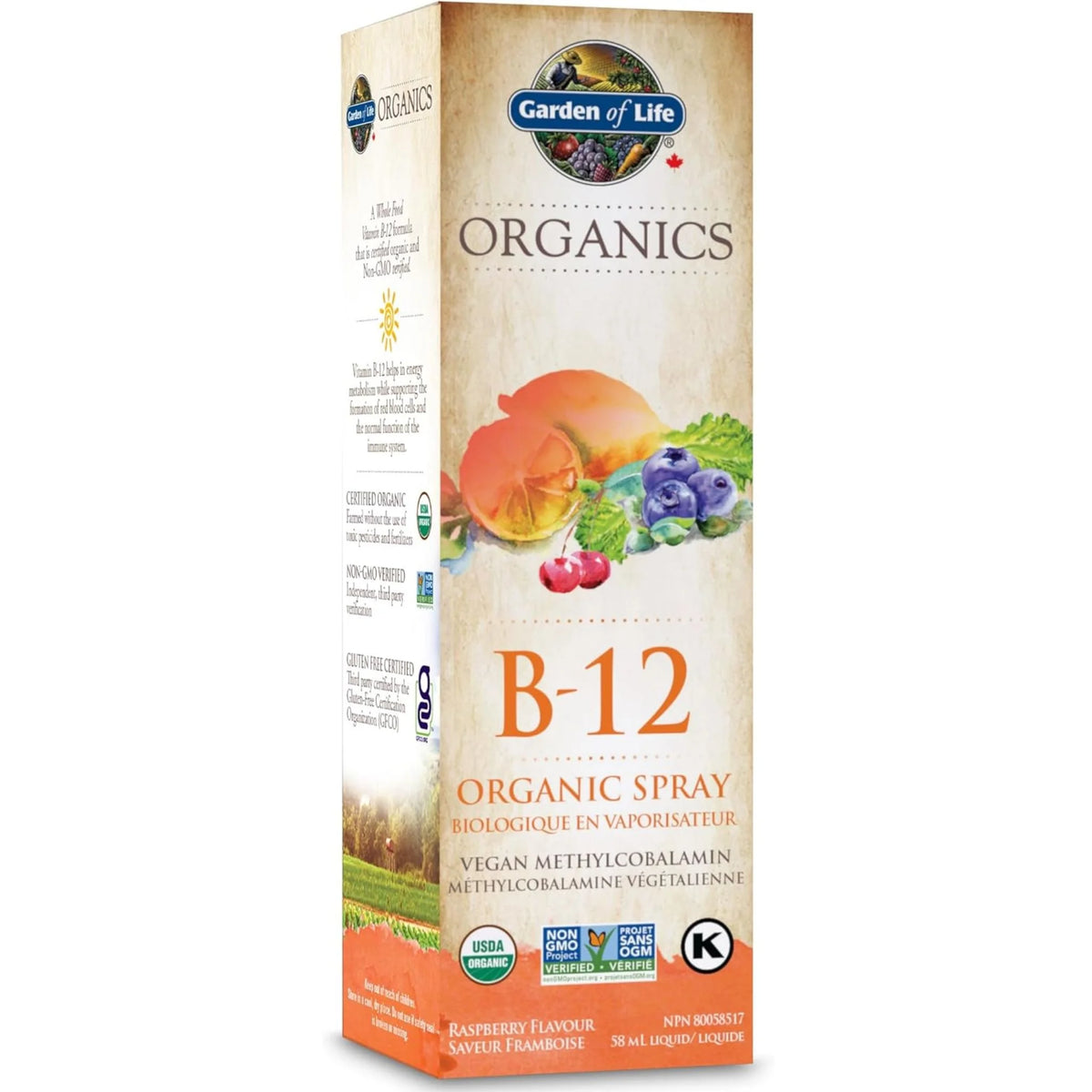 Garden Of Life Organics B-12 Organic Spray Raspberry 58ml