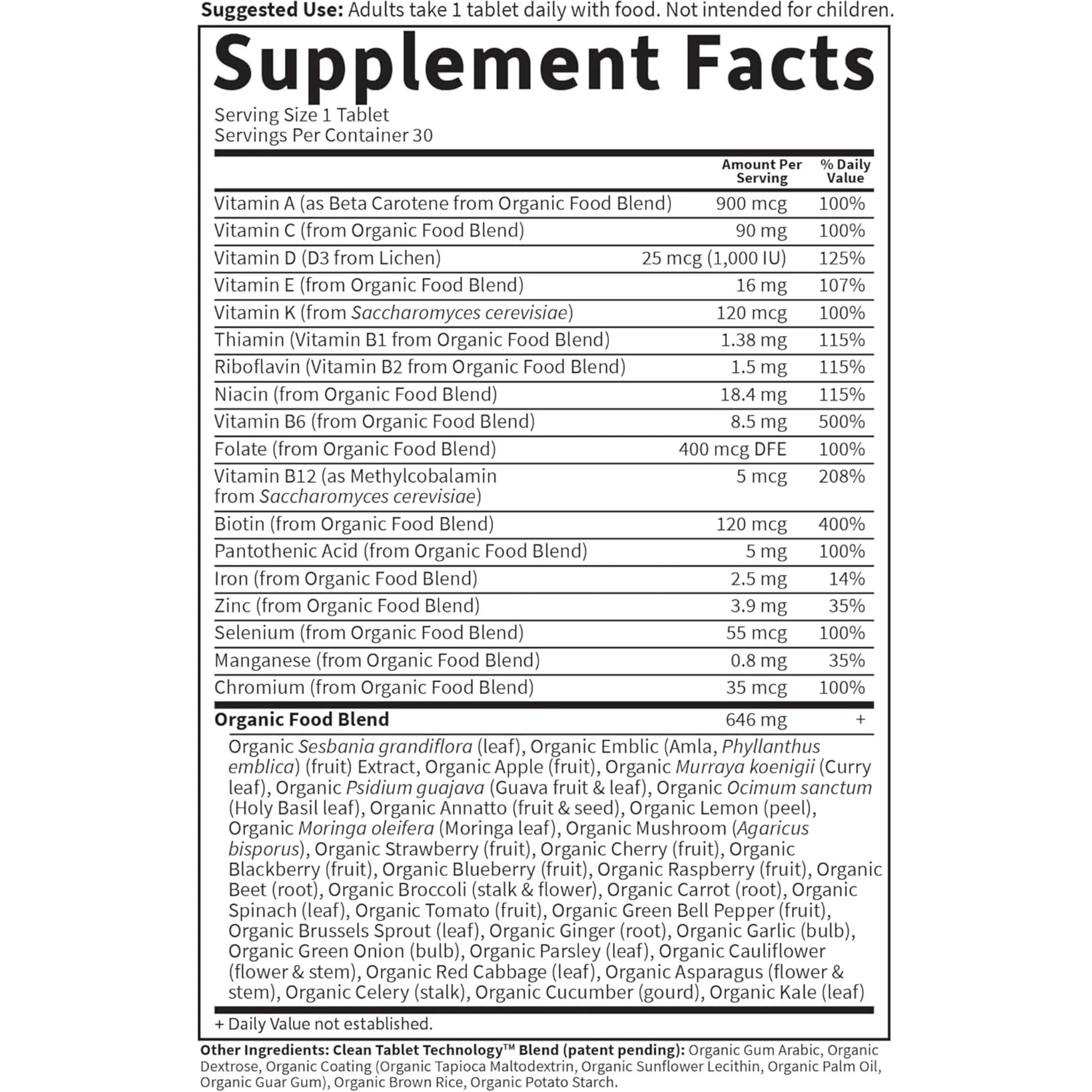 Garden Of Life Organics Women's Once Daily Multivitamin 30 Vegan Tablets