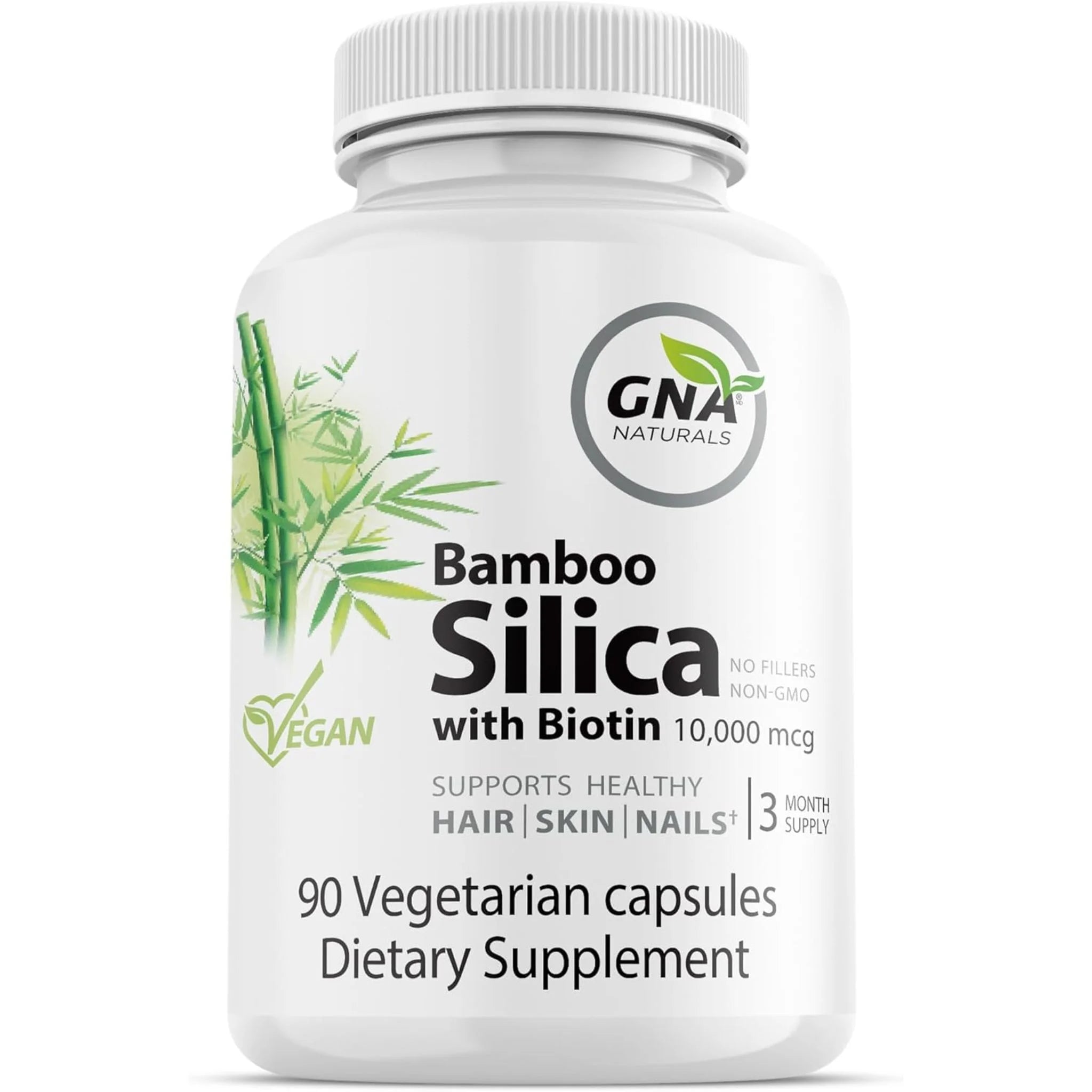 GNA Naturals Bamboo Silica with Biotin 90 Vegan Capsules - Nature's Source Inc