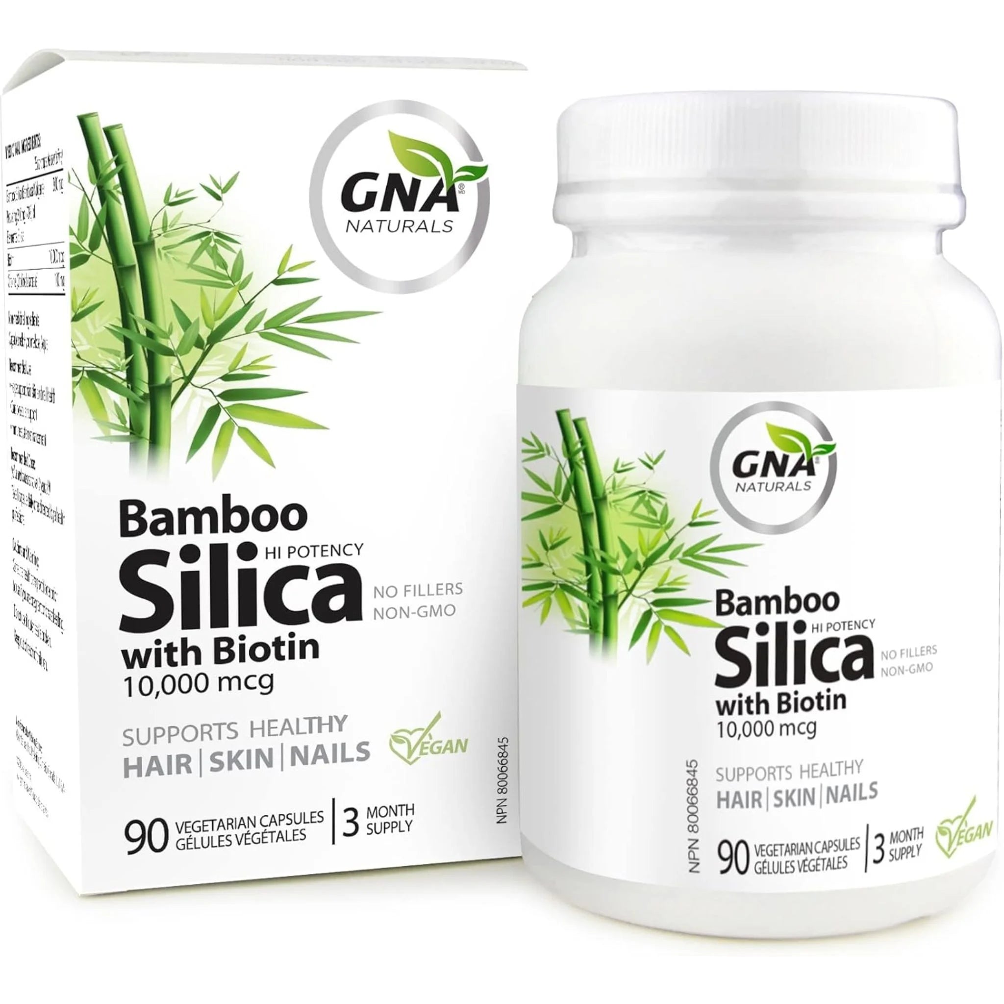 GNA Naturals Bamboo Silica with Biotin 90 Vegan Capsules - Nature's Source Inc