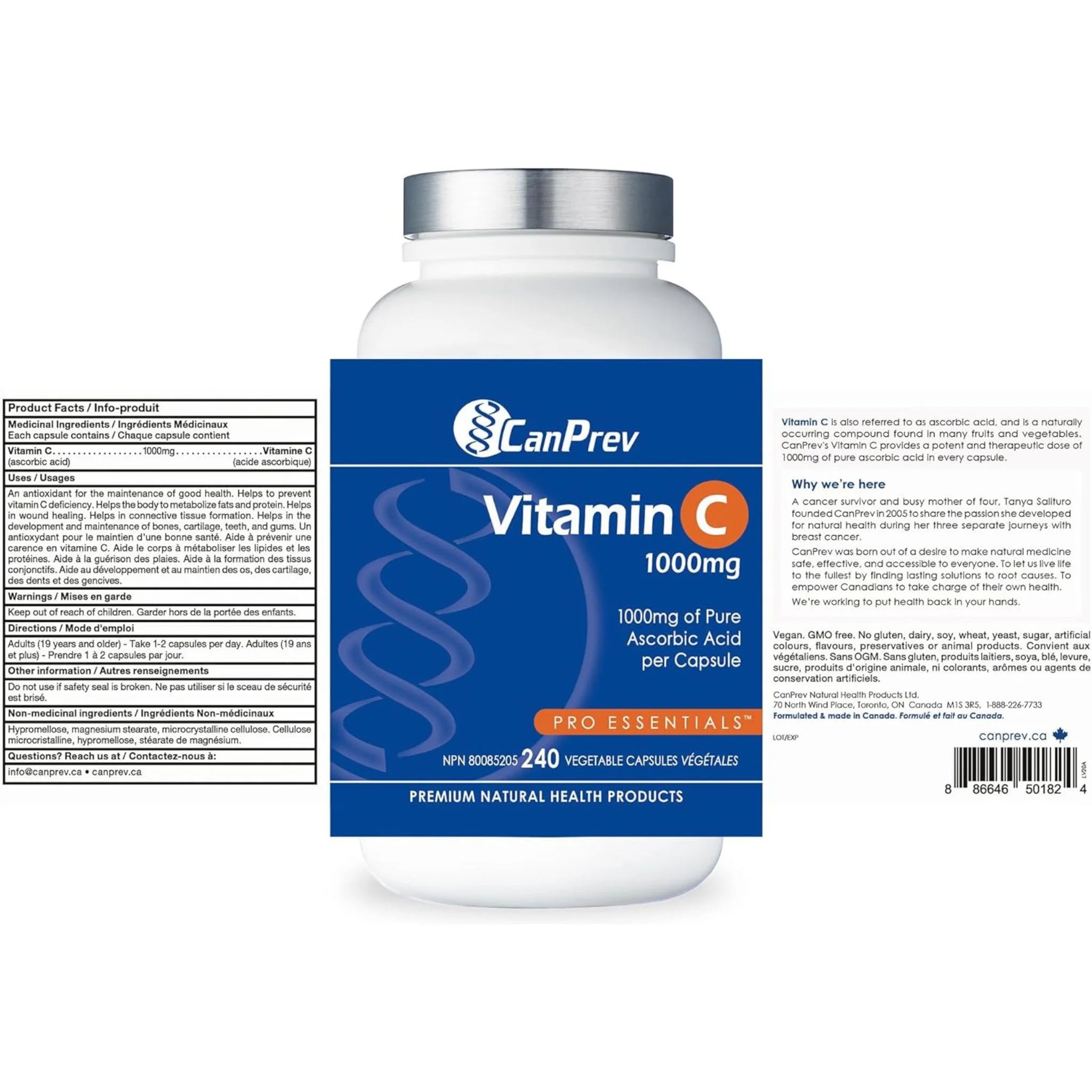 CanPrev Vitamin C 1000mg - 240 VC - Nature's Source Inc