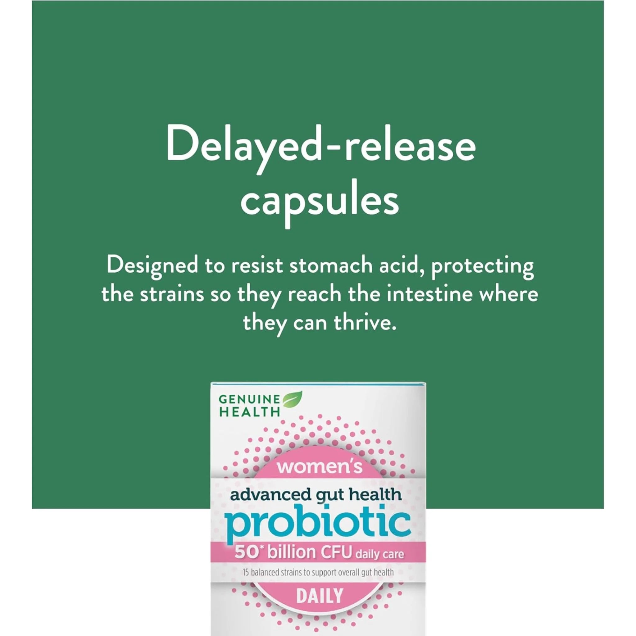 Genuine Health Advanced Gut Health Probiotic Women 50 Billion CFU 30 VCaps - Nature's Source Inc