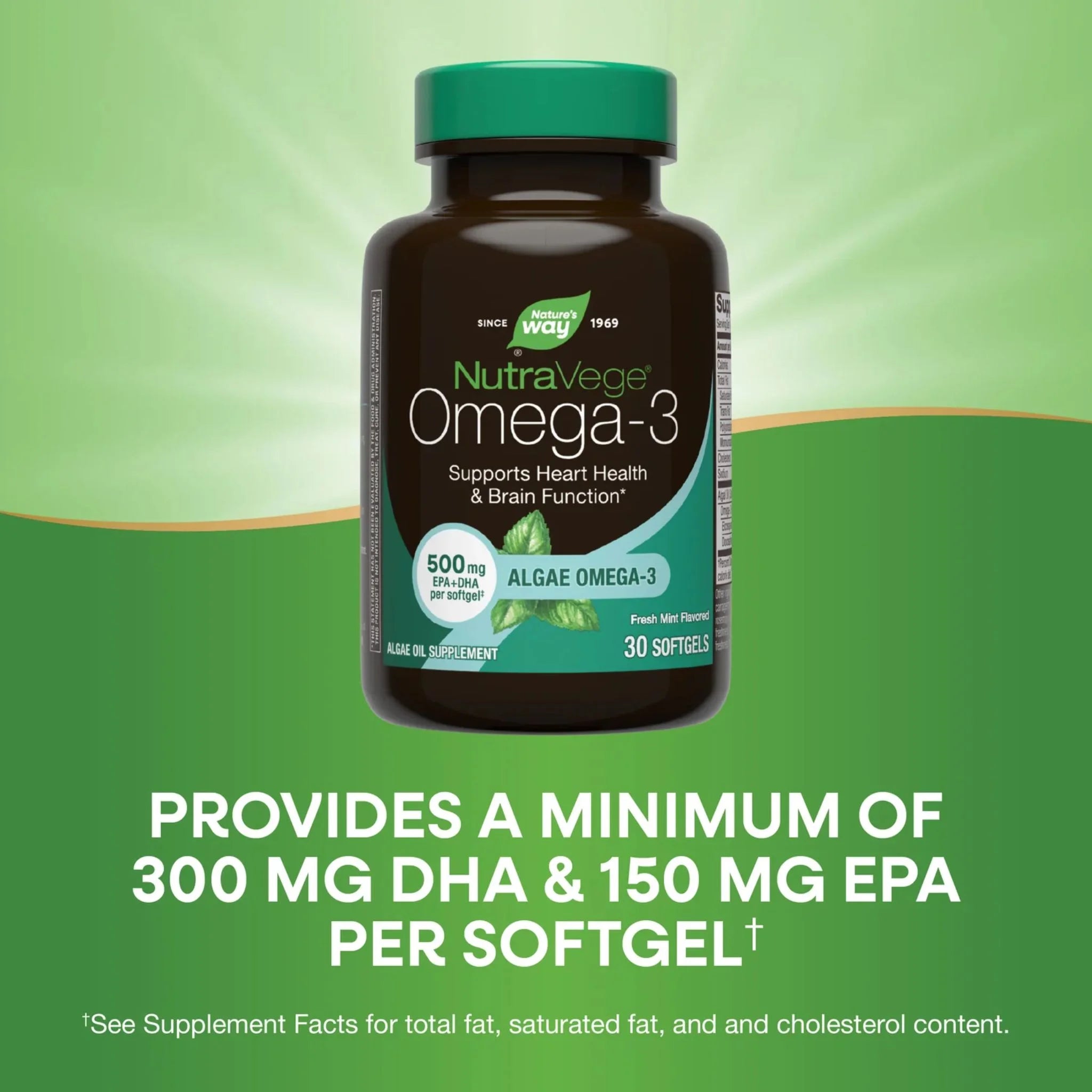 NutraVege Plant Based Omega 3 Liquid Gels (Fresh Mint) 30 Softgels