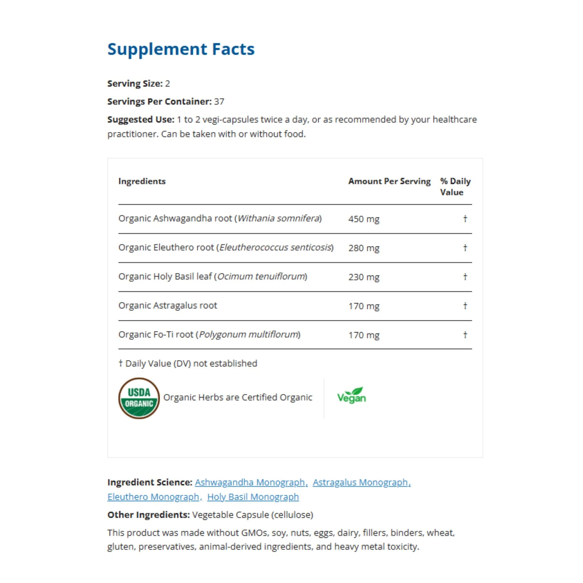 Restorative Formulations Adaptogen 75 Vegi - Capsules - Nature's Source Inc