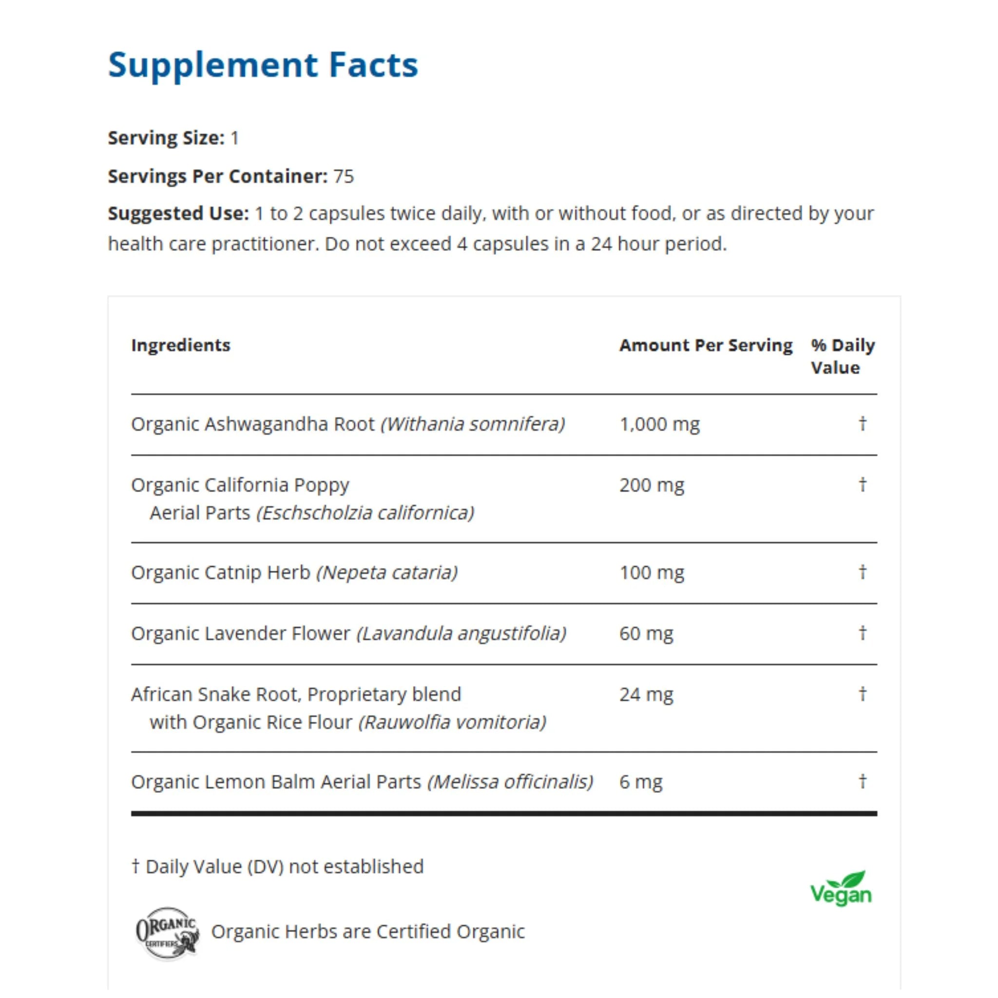 Restorative Formulations StressCalm Px 75 Vegan Caps - Nature's Source Inc