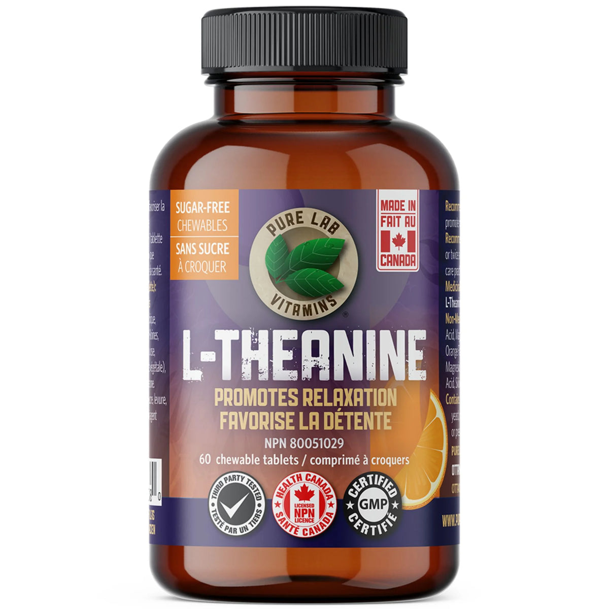 Pure Lab Vitamins L-Theanine 125Mg, 60 Chewable Tablets