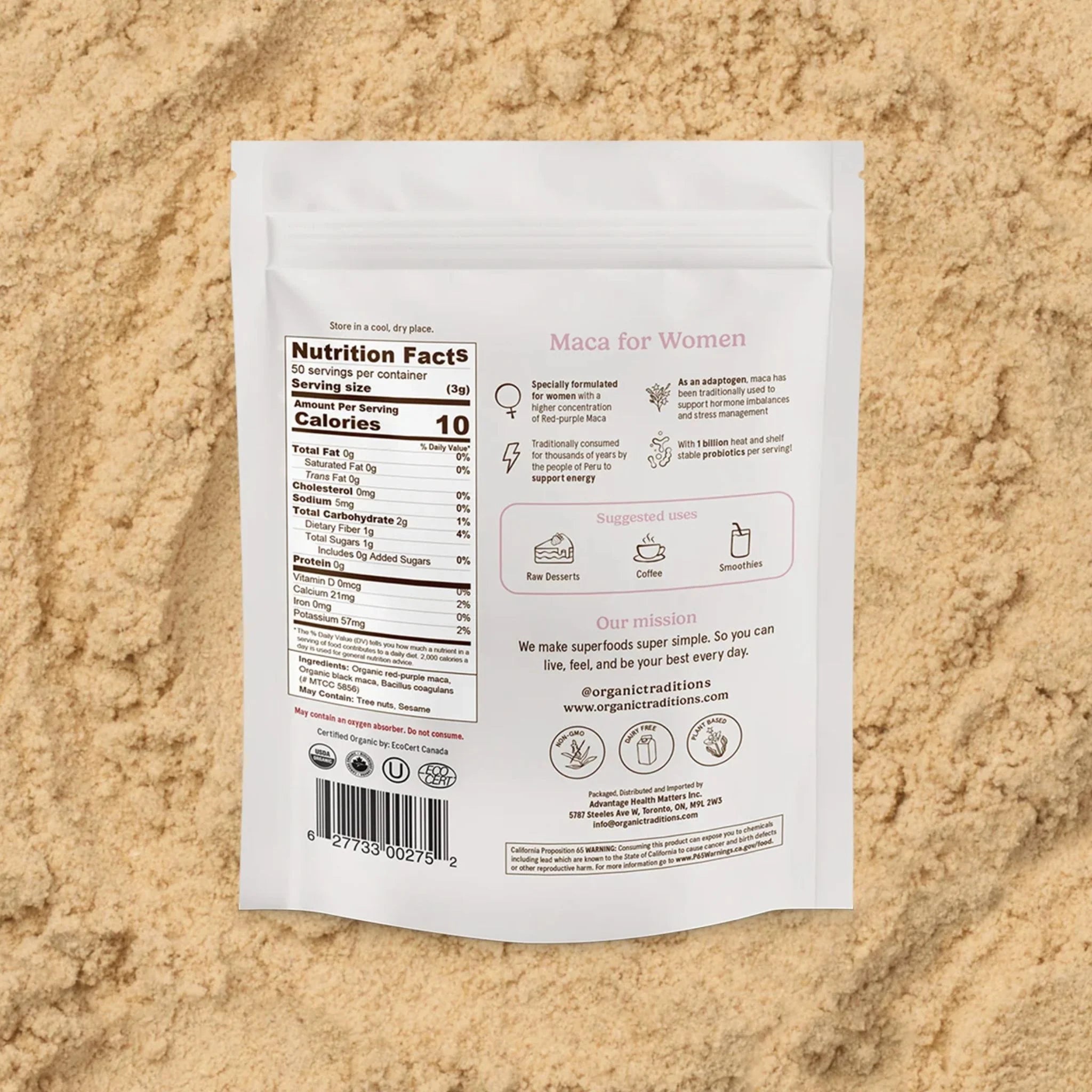 Organic Traditions Maca for Women with Probiotics - 150g