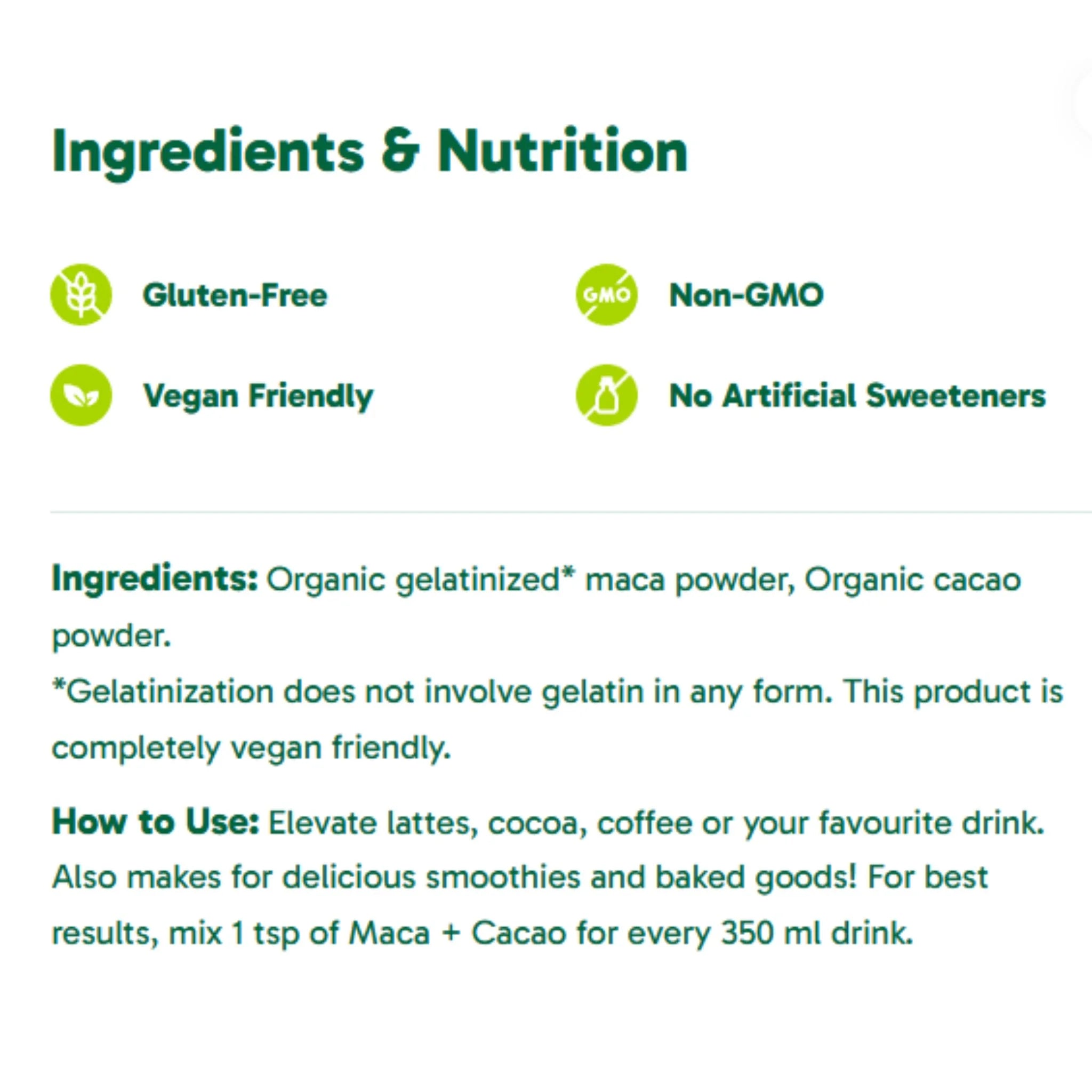 Organika Organic Maca + Cacao Powder 200g