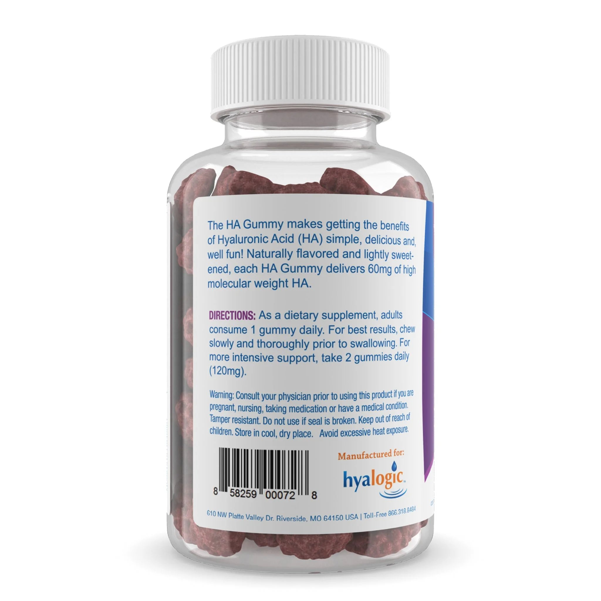 Hyalogic Hyaluronic Acid For Joints Skin & Eyes Berry 60 Gummies