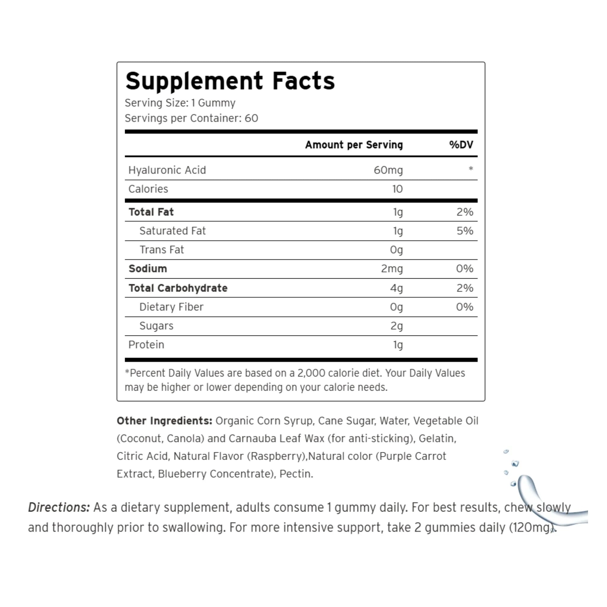 Hyalogic Hyaluronic Acid For Joints Skin & Eyes Berry 60 Gummies