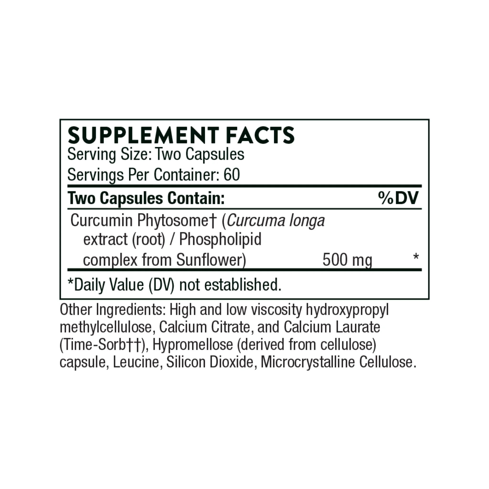 Thorne Curcumin Phytosome 150mg 120 Capsules - Nature's Source Inc