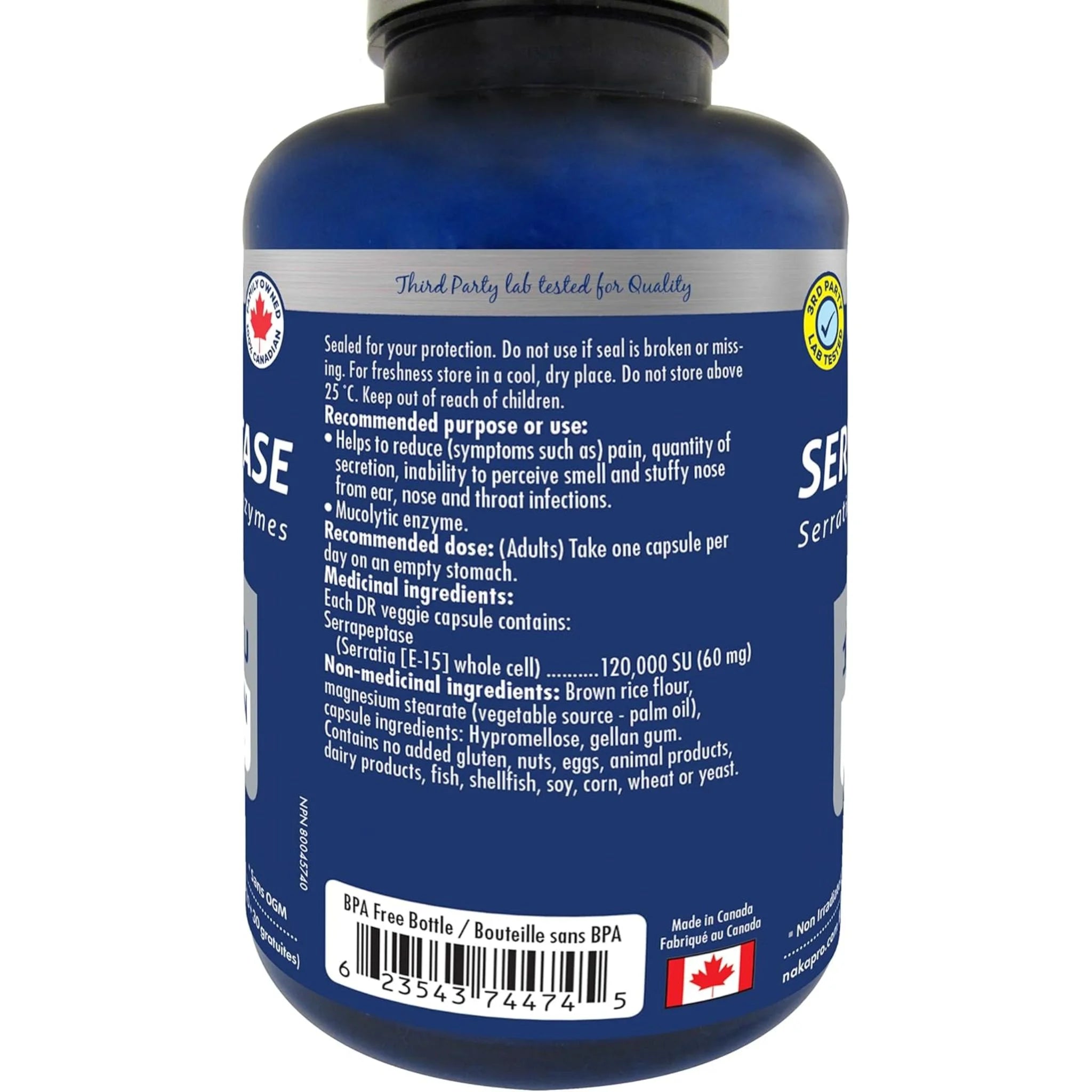 Naka Platinum Serrapeptase 120000 iu 150DR  Veg-Caps