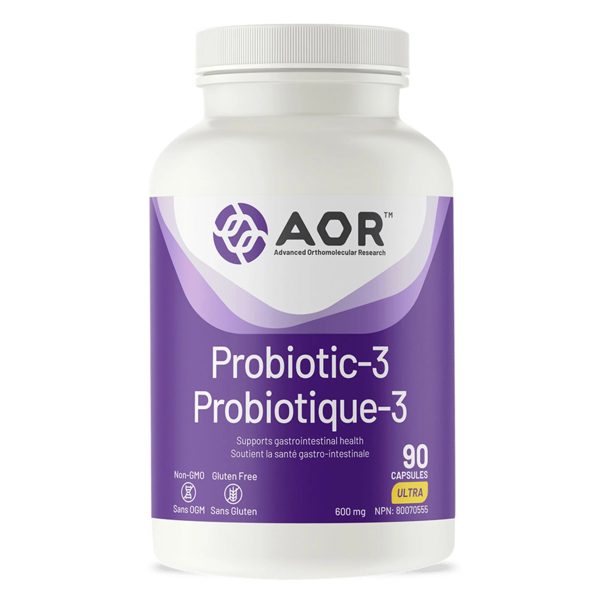 AOR Probiotic 3, 600mg, 90 Vegan Capsules - Nature's Source Inc