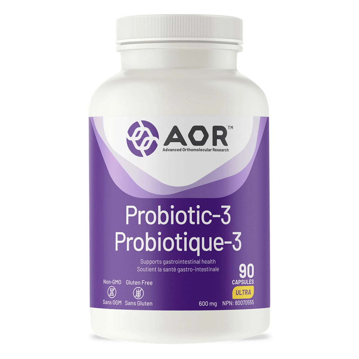 AOR Probiotic 3, 600mg, 90 Vegan Capsules - Nature's Source Inc