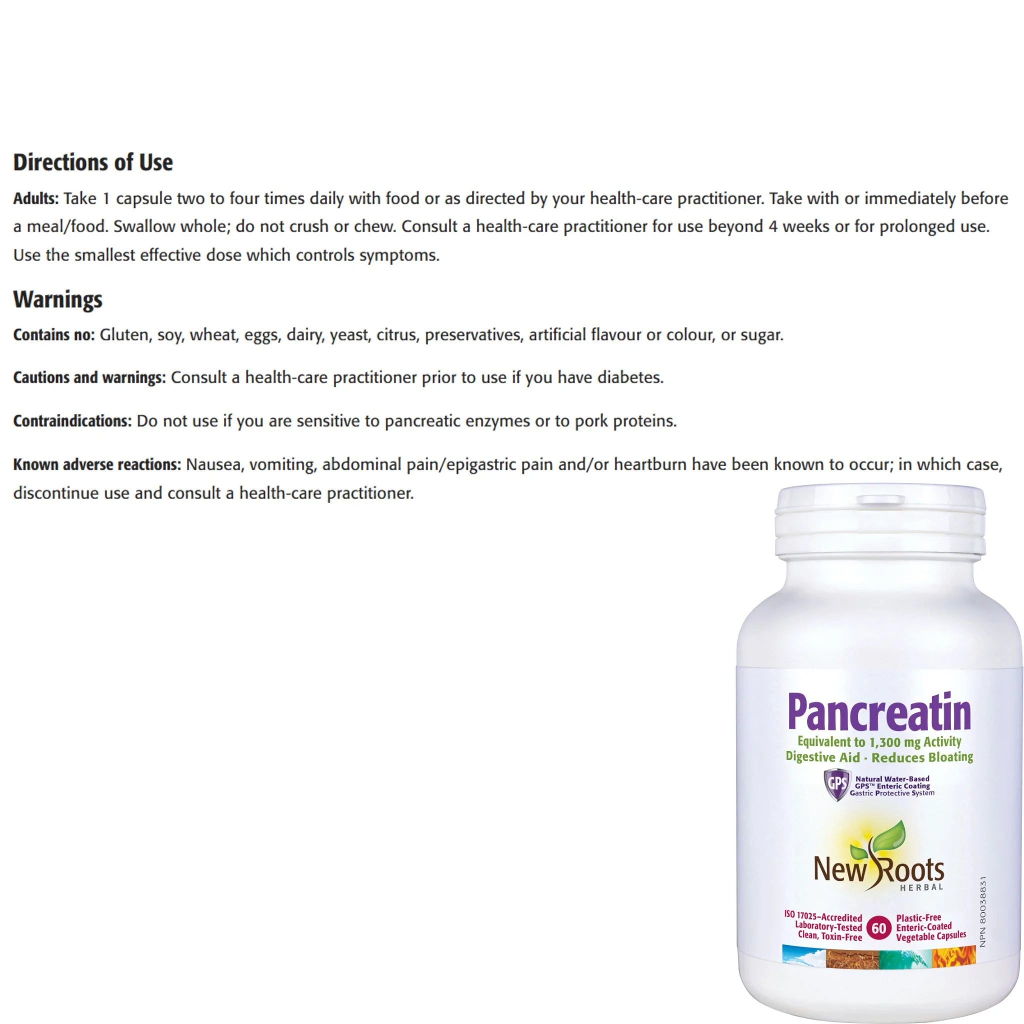 New Roots Pancreatin 60 Capsules