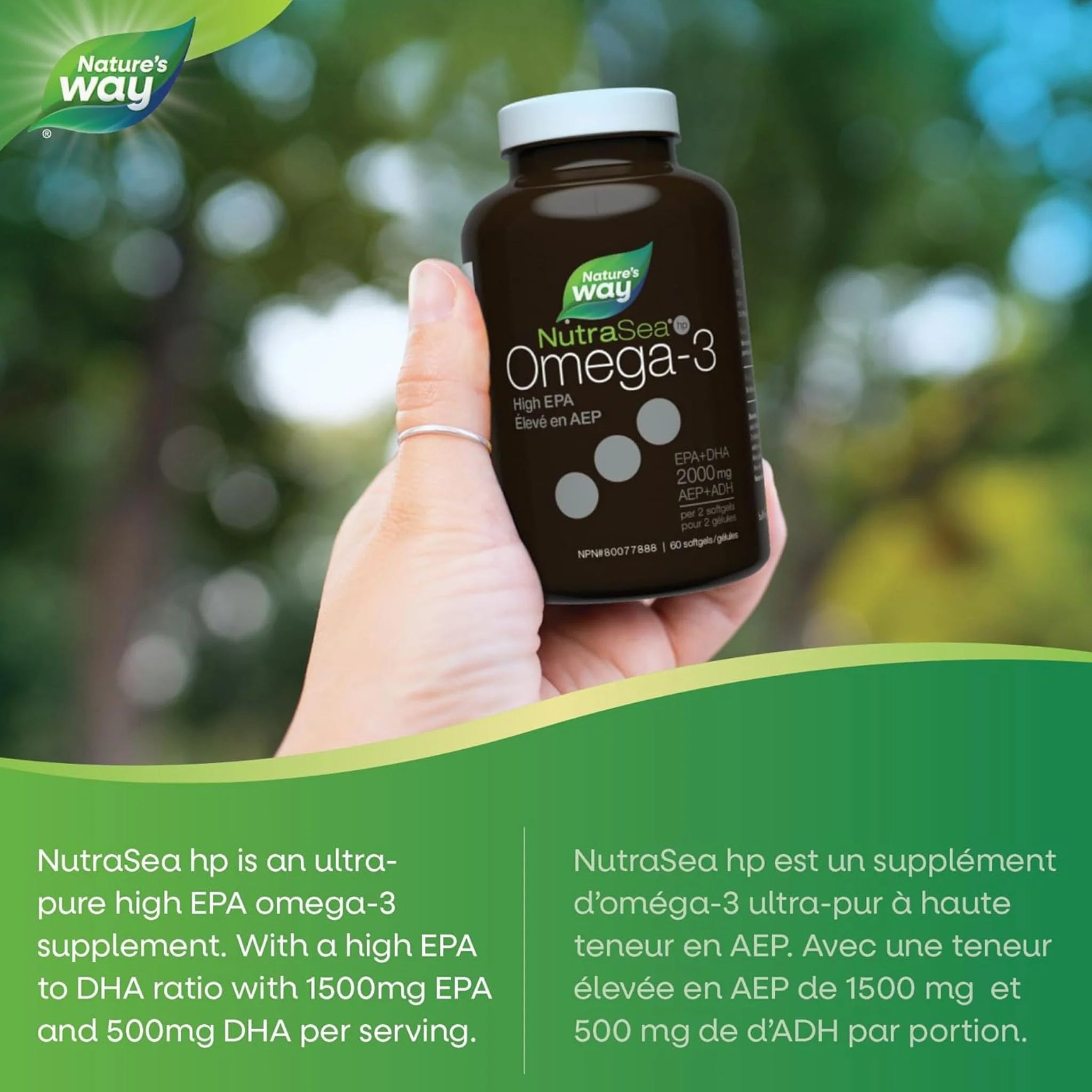 NutraSea HP Omega - 3 Liquid Gels Fresh Mint, 60 Softgels - Nature's Source Inc