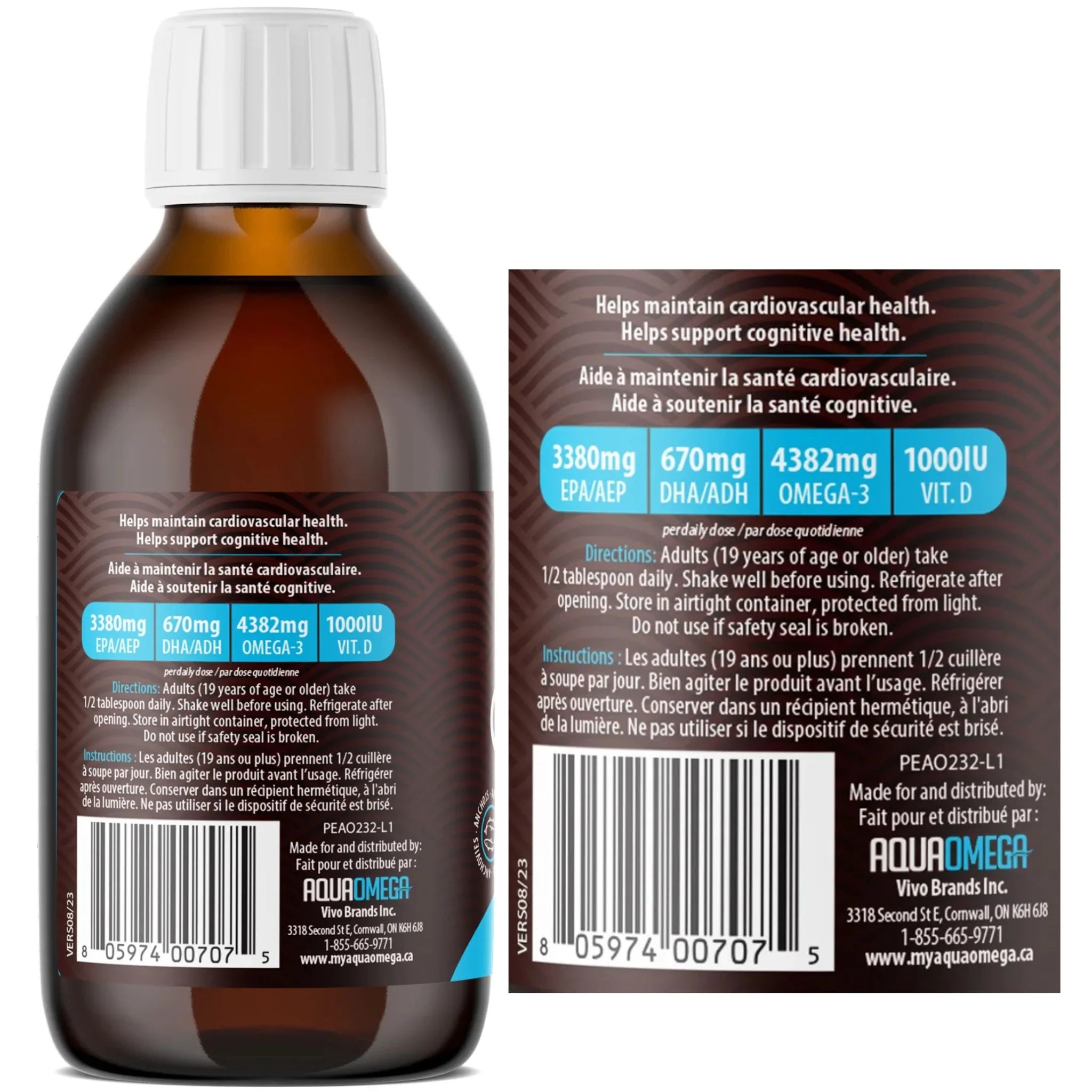 AquaOmega High Potency Fish Oil Orange 225ml