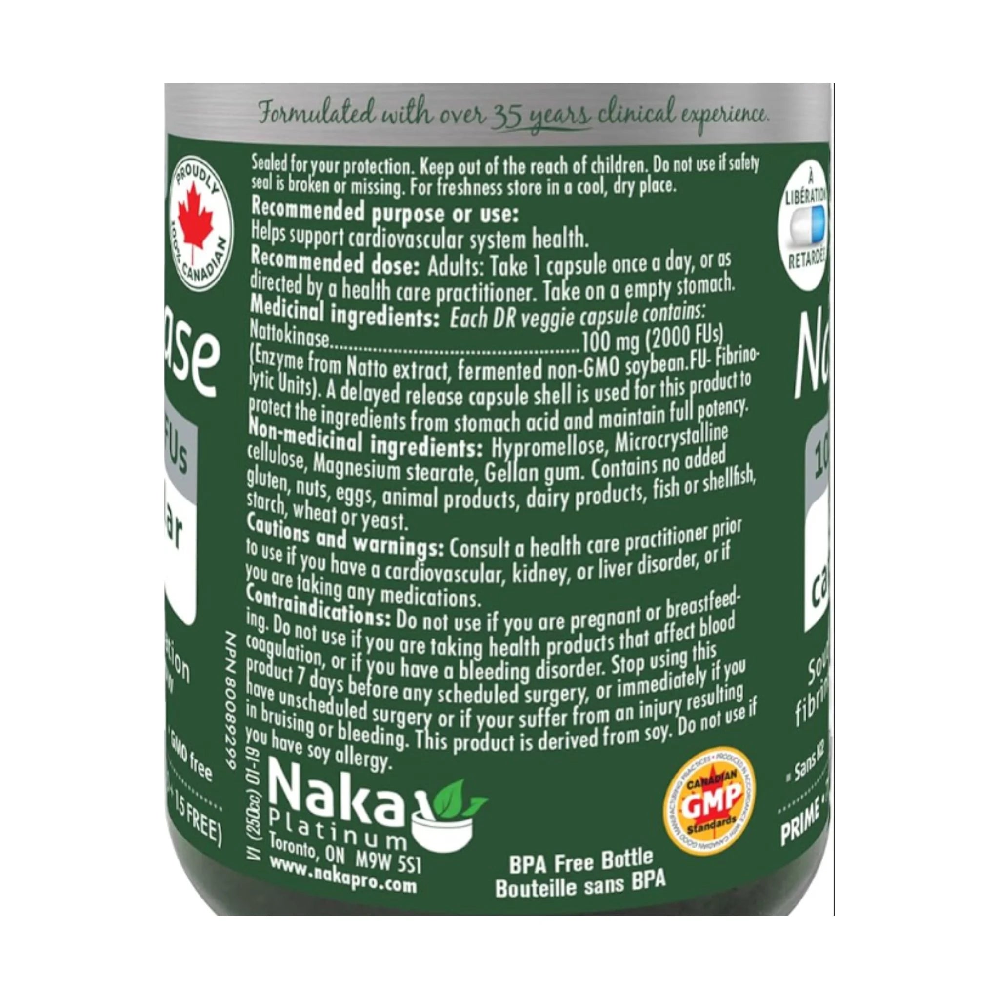 Naka Nattokinase 100mg 60+15 Vegan Capsules