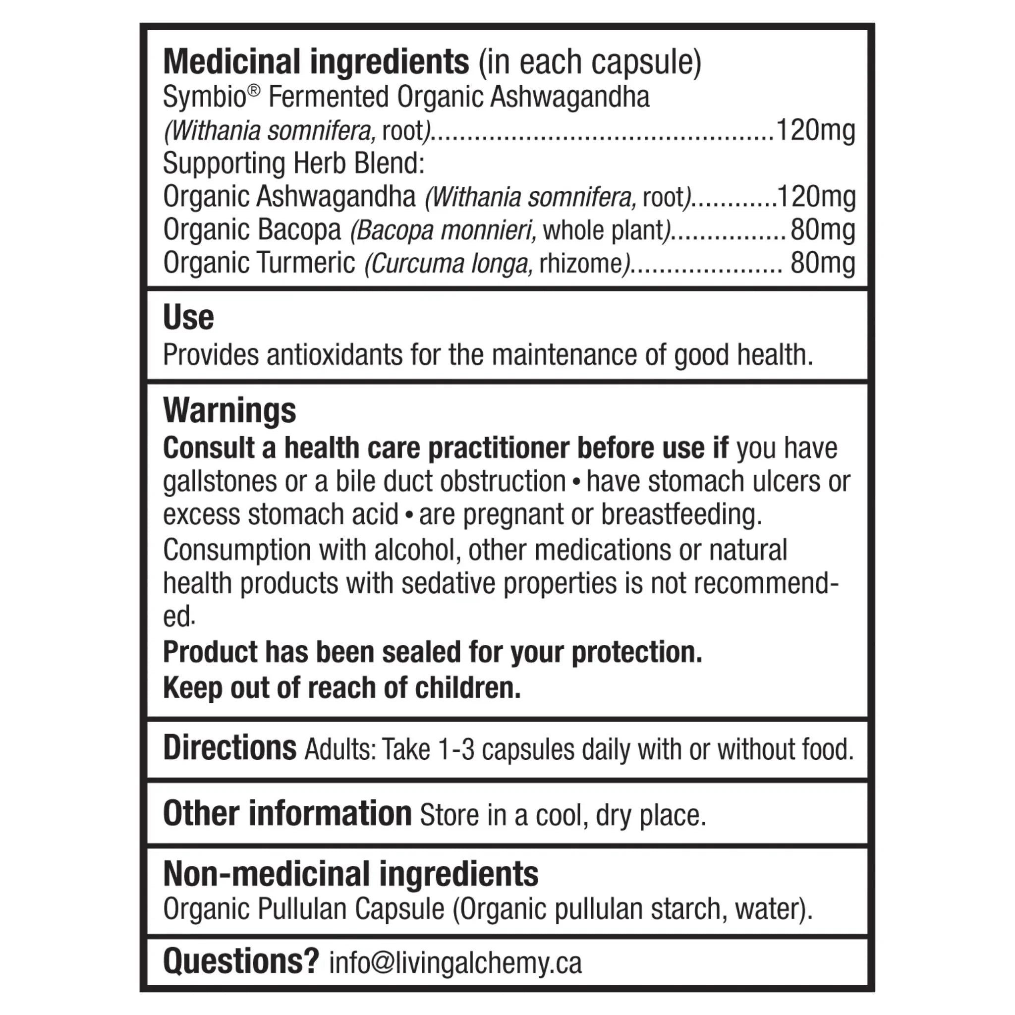 Living Alchemy Ashwagandha Alive 60 Veg Capsules