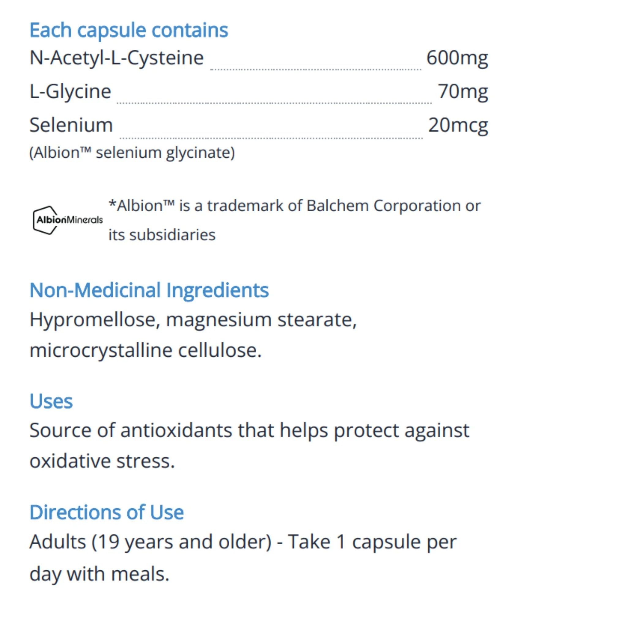 Cyto-Matrix NAC-Matrix + Selenium and Glycine 90 Vegetable Capsules