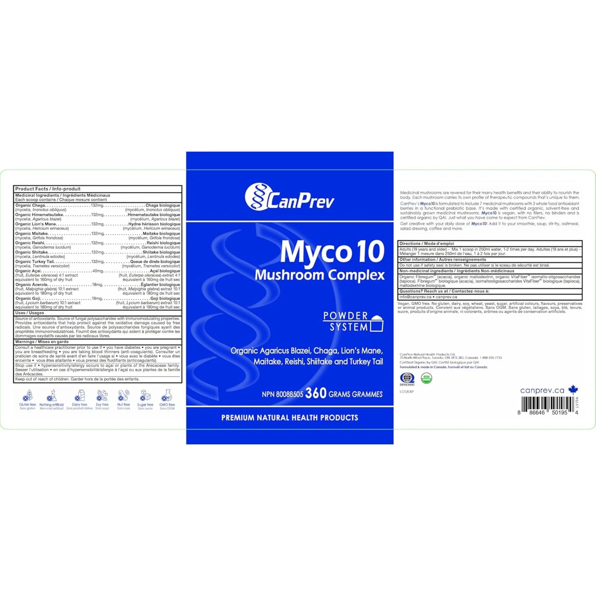 CanPrev Myco10 Powder (Antioxidant) - 360g - Nature's Source Inc