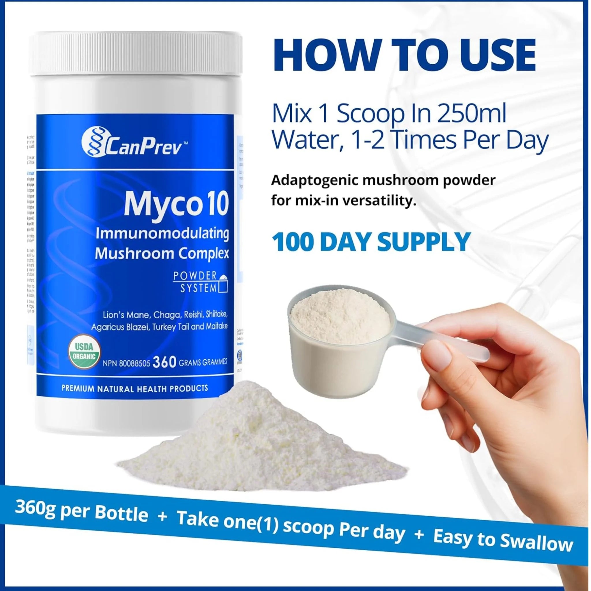 CanPrev Myco10 Powder (Antioxidant) - 360g - Nature's Source Inc