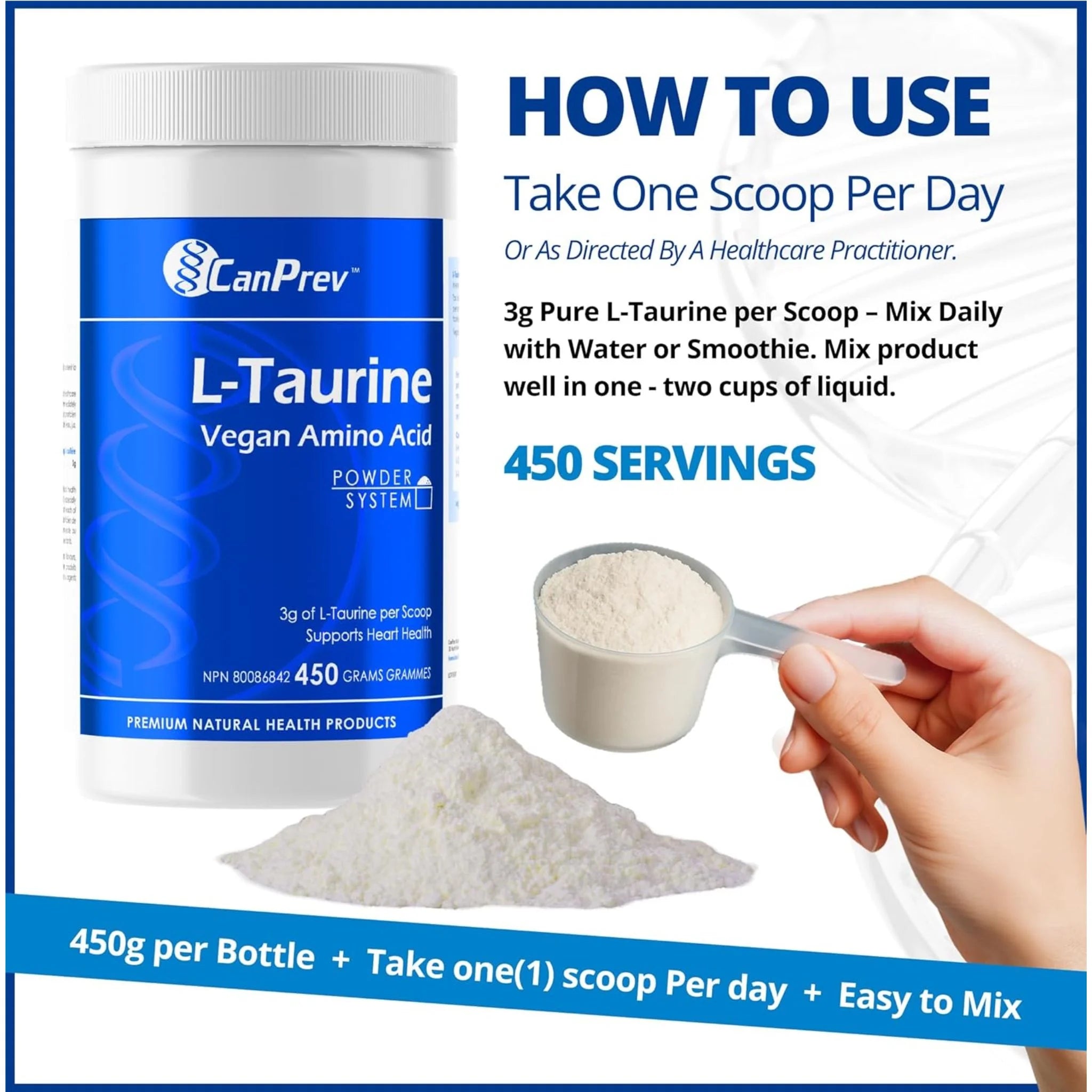 CanPrev L-Taurine Vegan Amino Acid - 450g