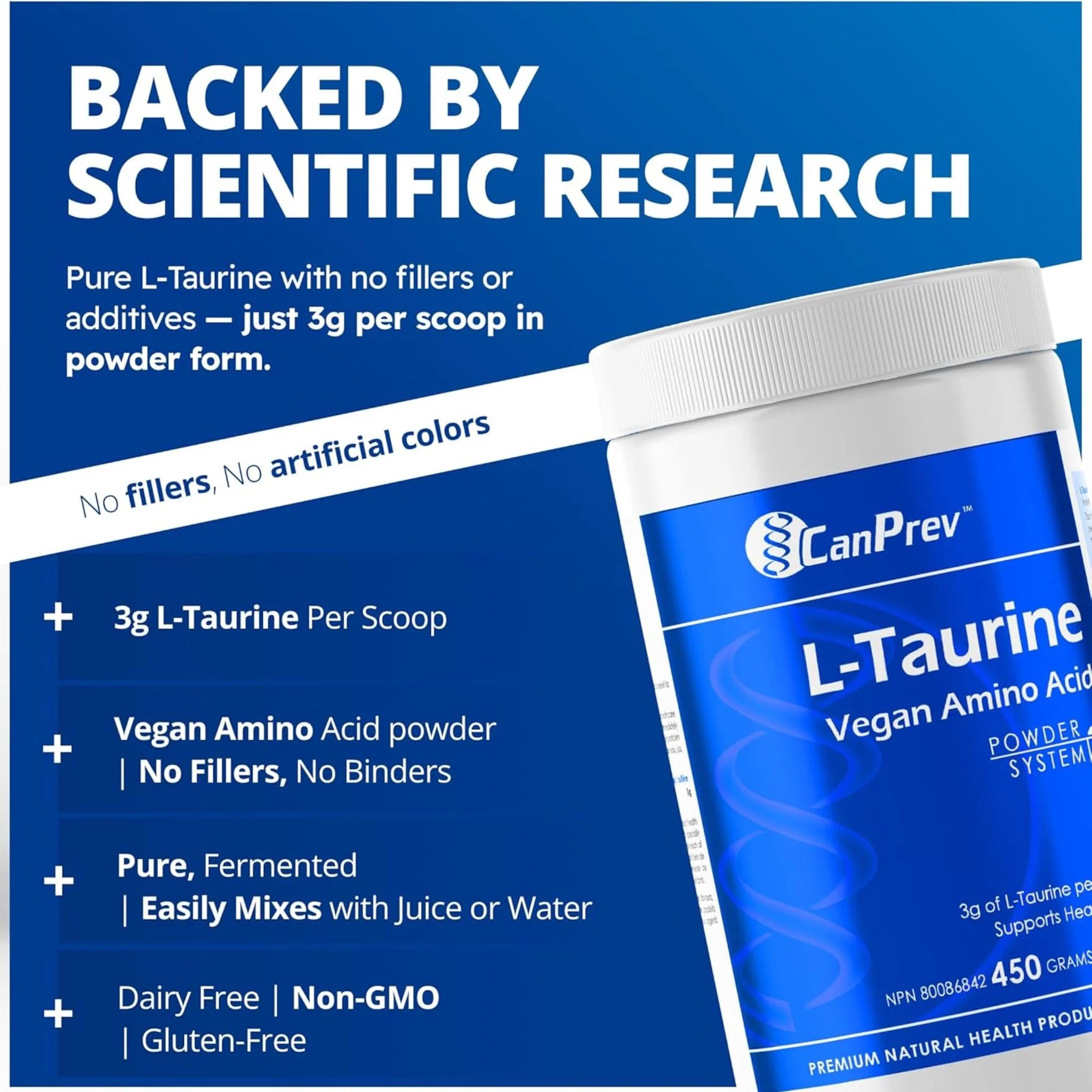 CanPrev L-Taurine Vegan Amino Acid - 450g