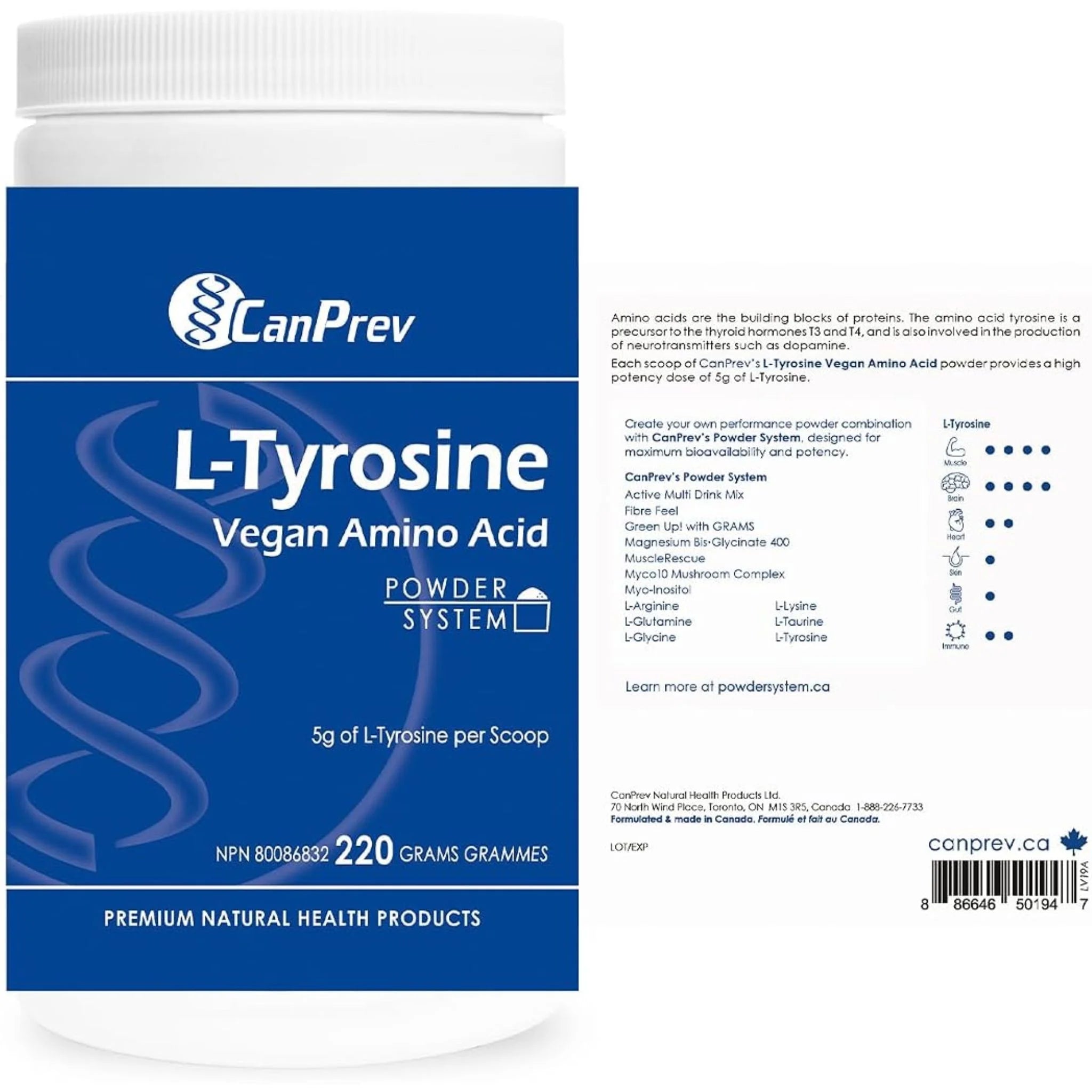 CanPrev L-Tyrosine Vegan Amino Acid 220g