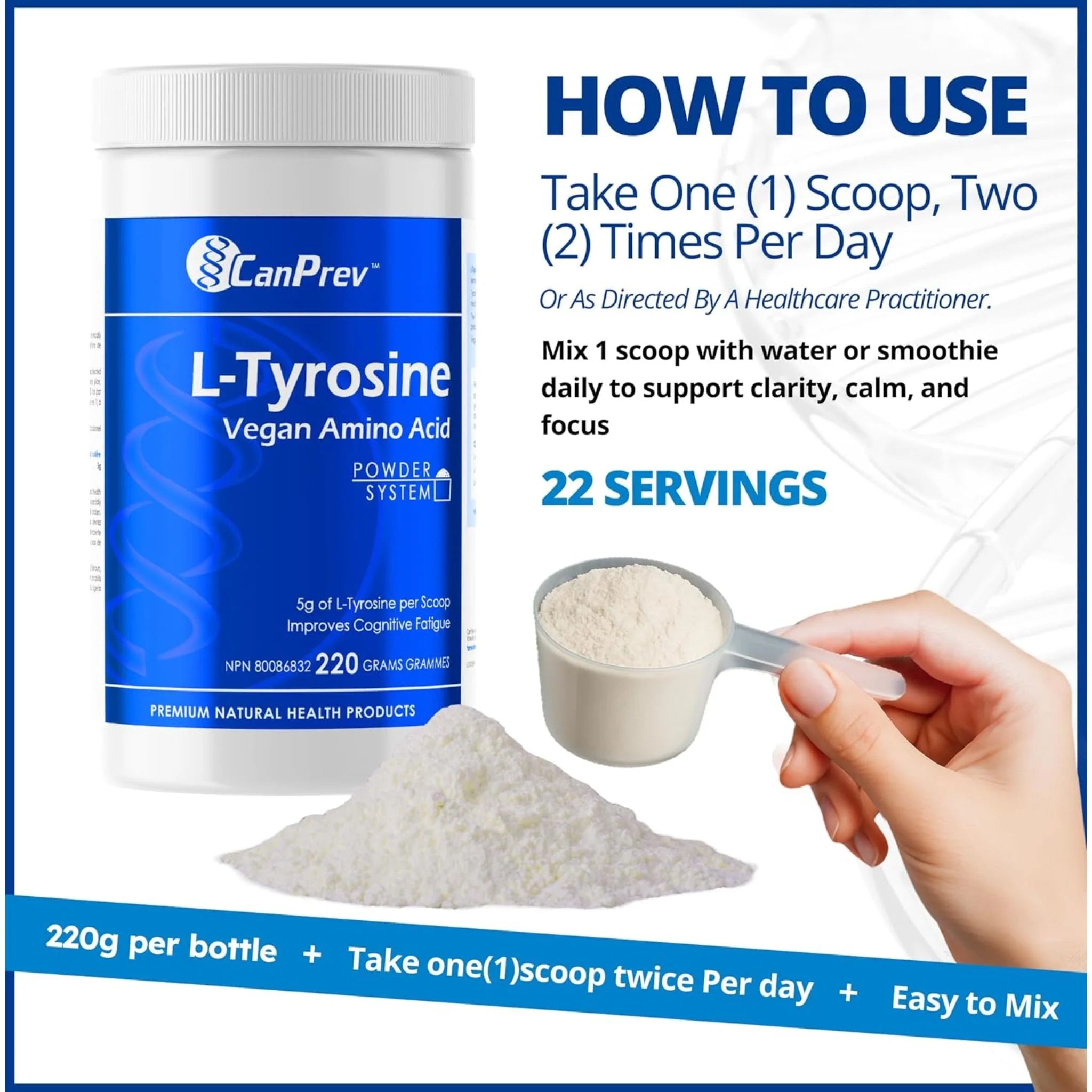 CanPrev L-Tyrosine Vegan Amino Acid 220g