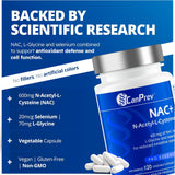 CanPrev NAC+ (N Acetyl L Cysteine) Antioxidant, 120 Vegan Capsules - Nature's Source Inc