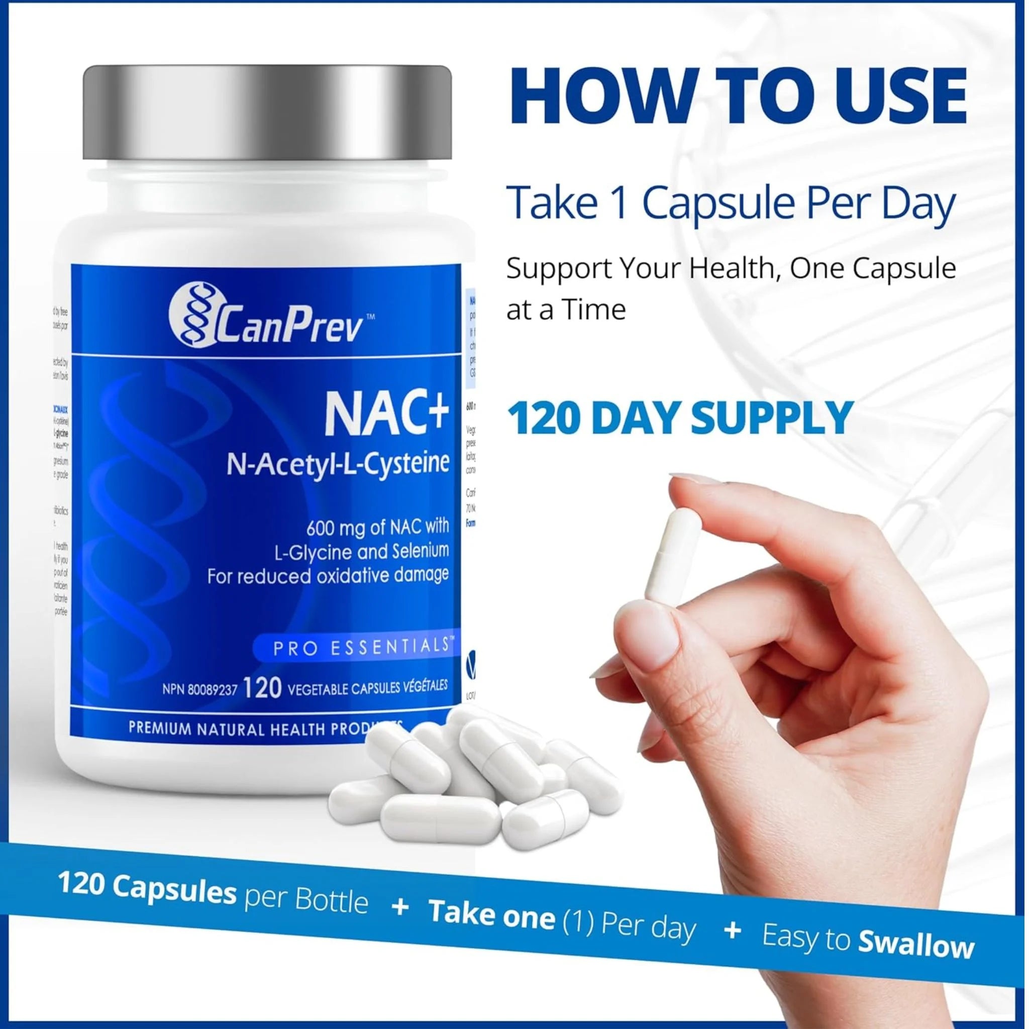 CanPrev NAC+ (N Acetyl L Cysteine) Antioxidant, 120 Vegan Capsules - Nature's Source Inc