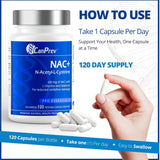 CanPrev NAC+ (N Acetyl L Cysteine) Antioxidant, 120 Vegan Capsules - Nature's Source Inc