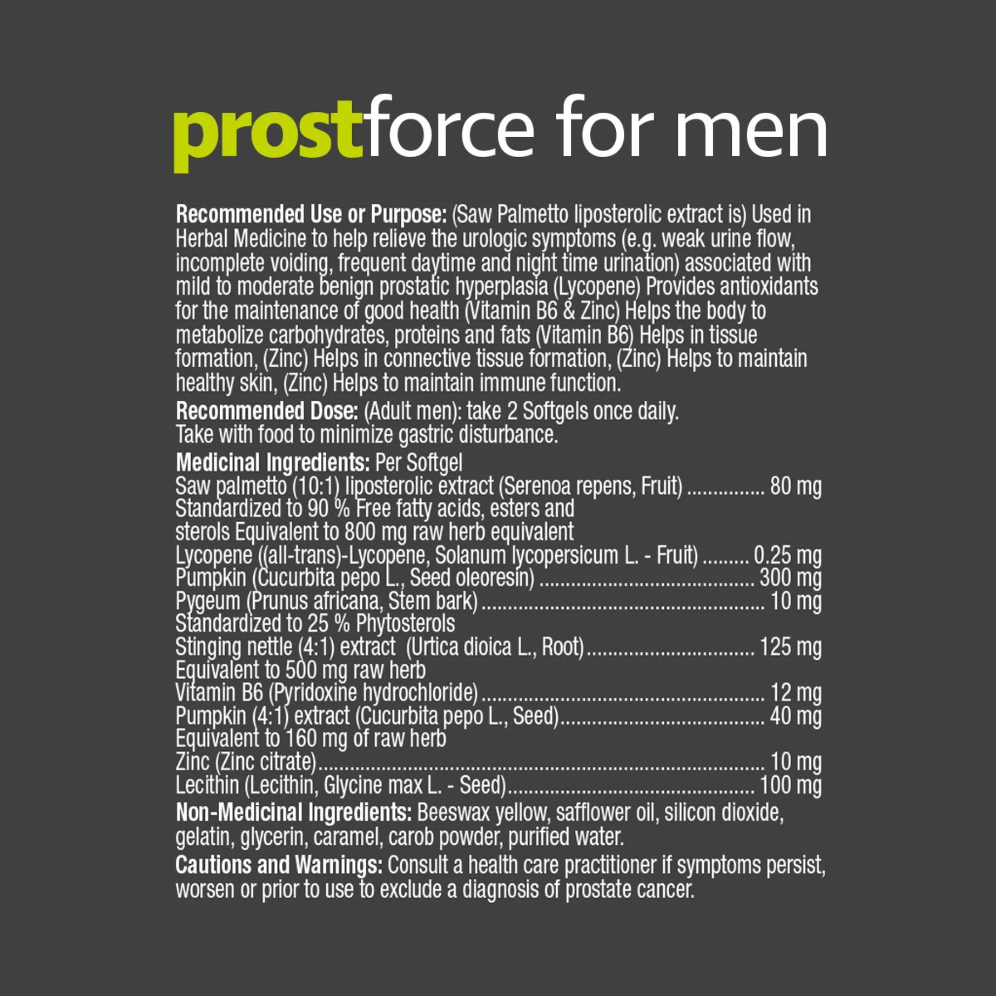 Prairie Naturals Prost Force Prostate Support Formula 60 Softgels