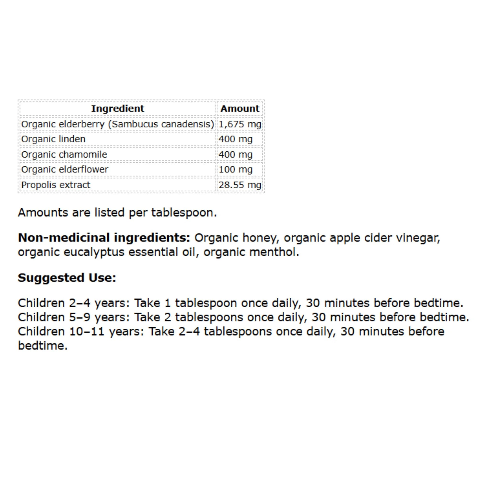 Suro Organic Elderberry Kids Syrup Nighttime 236ml