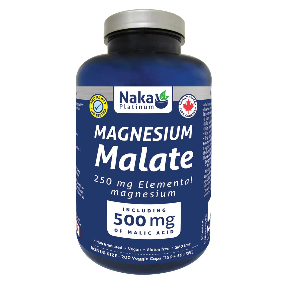 Naka Platinum Magnesium Malate 200 Vegan Capsules