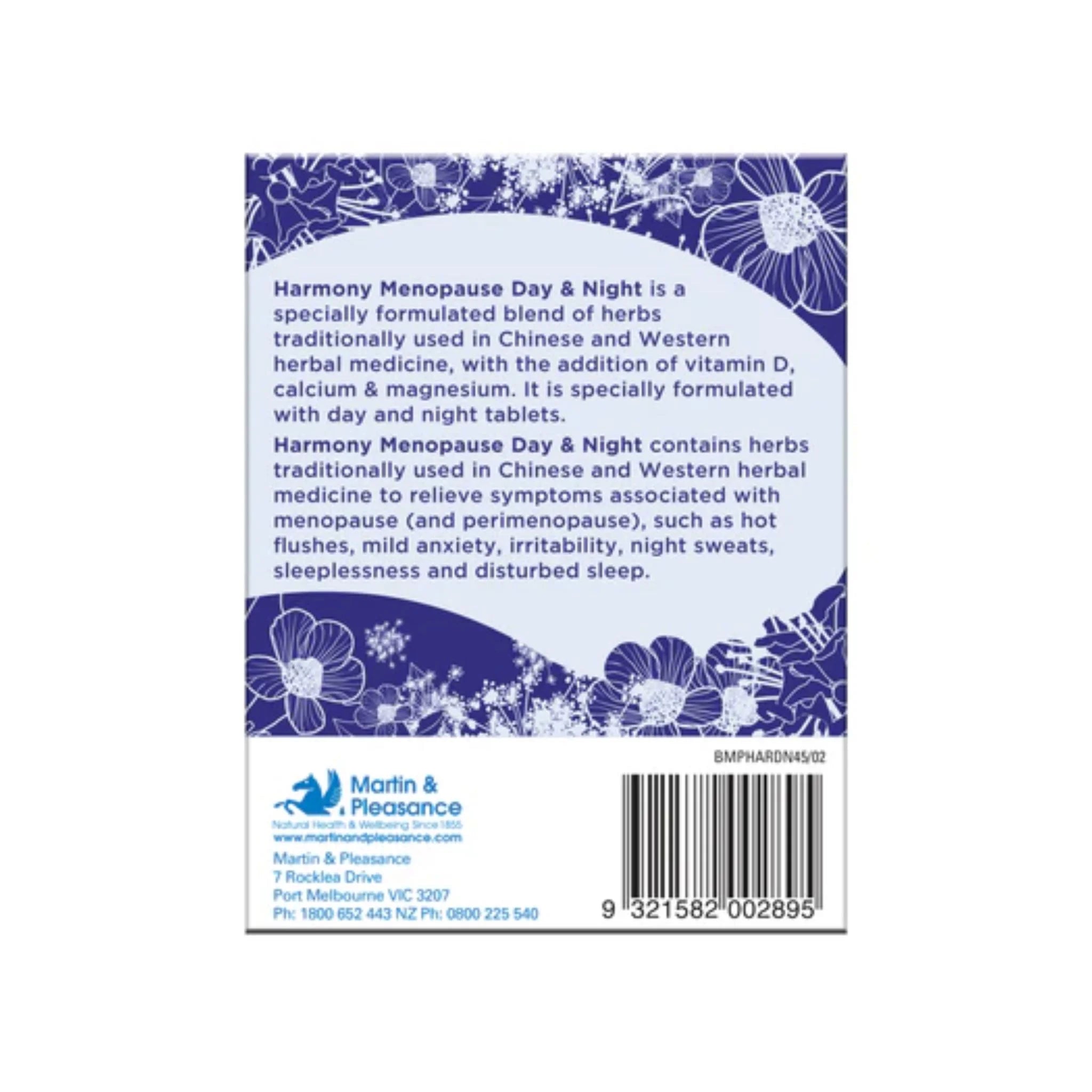 Martin and Pleasance Harmony Menopause Day & Night - 90 Tablets - Nature's Source Inc