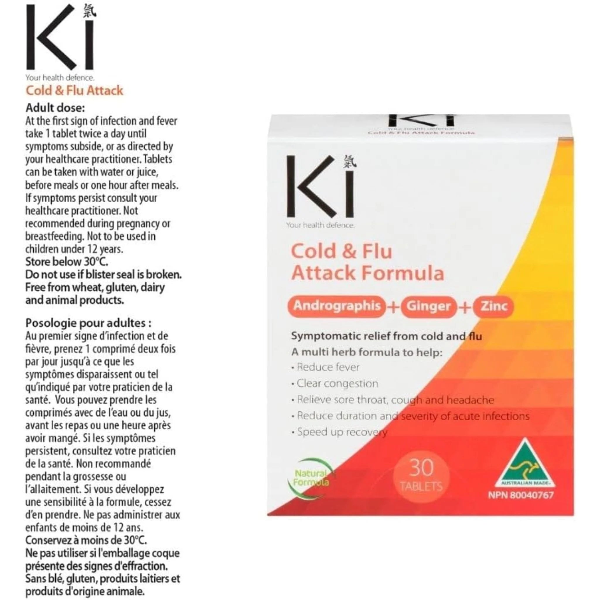 Ki Cold & Flu Attack Formula 30 Tablets