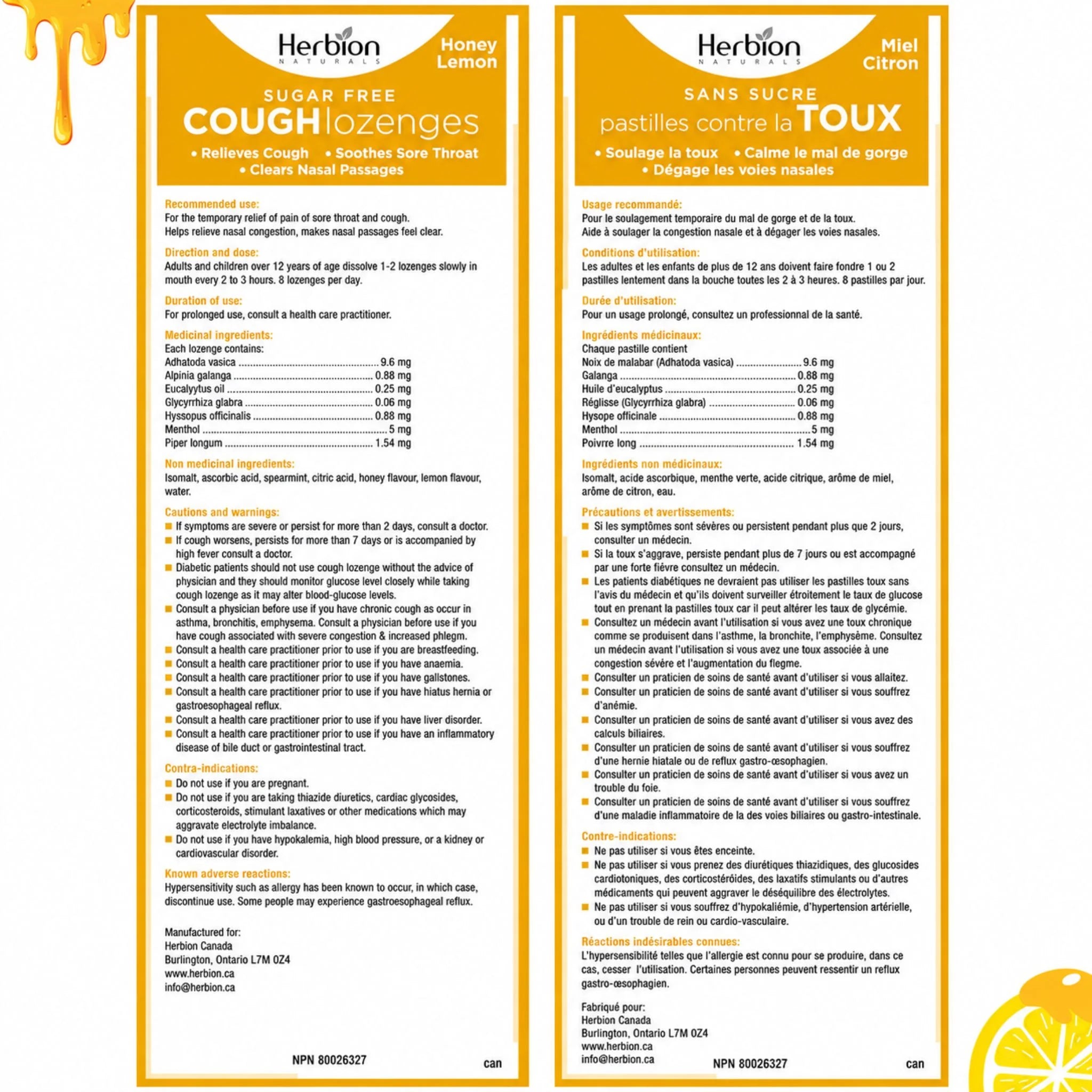 Herbion Sugar-Free Honey-Lemon Cough Lozenges - 25 Lozenges