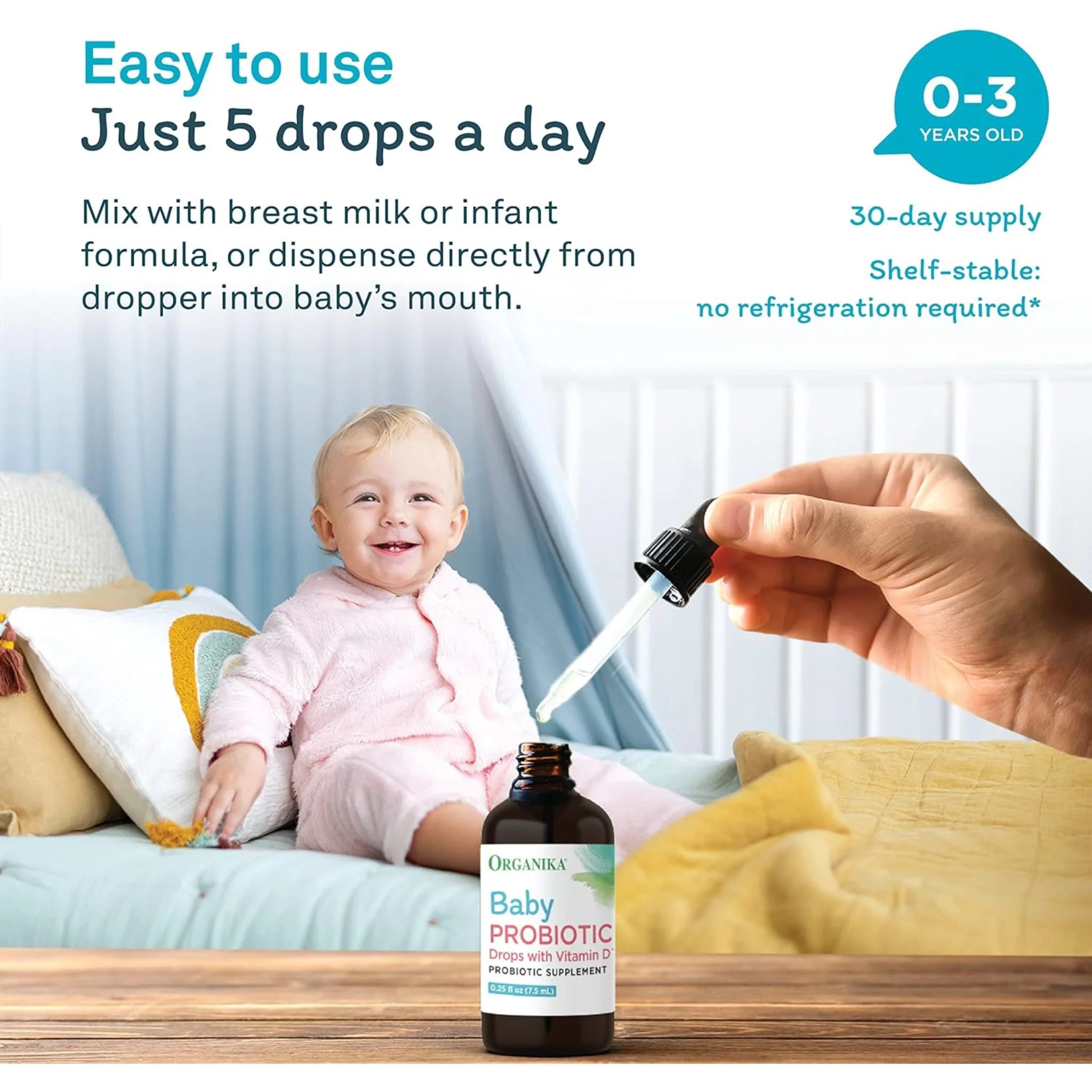 Organika Baby Probiotic Drops with Vitamin D - 7.5 ml