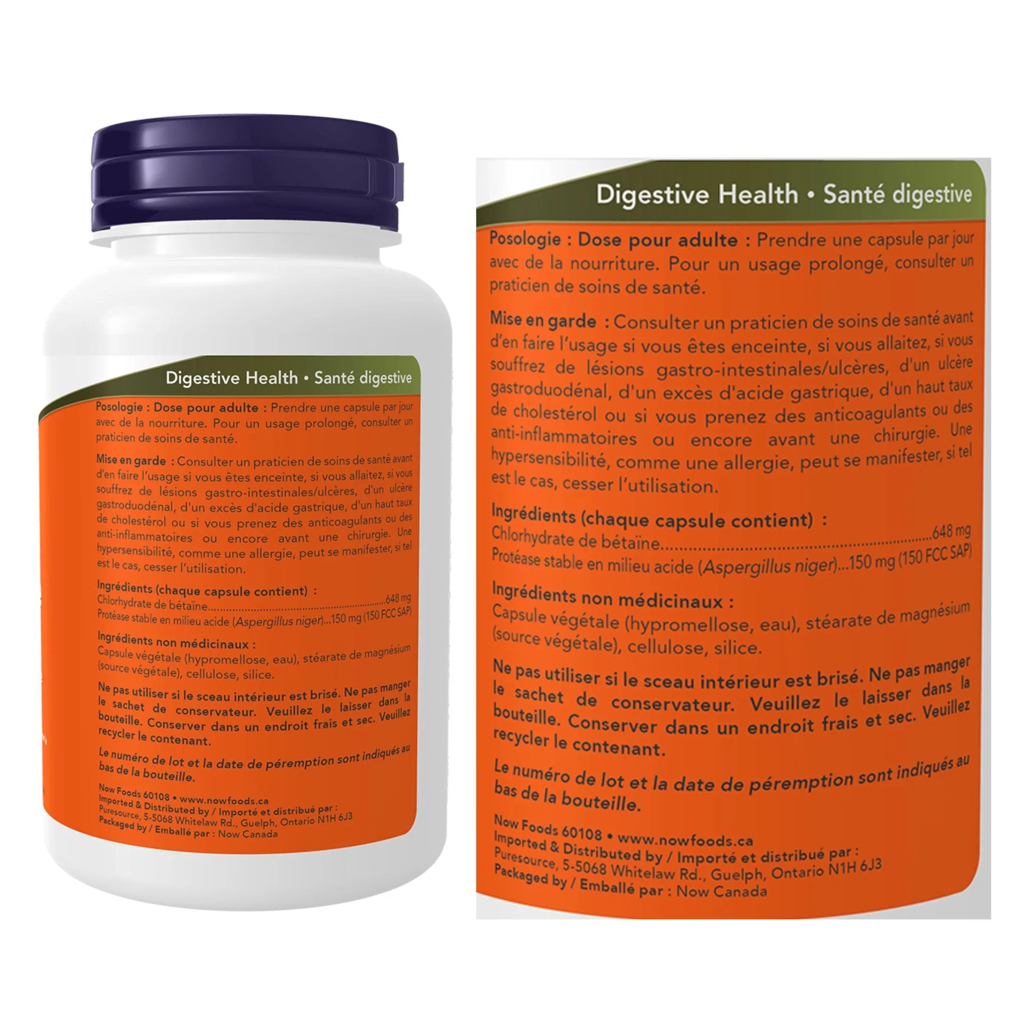 Now Betaine HCL Chlorhydrate - 120 Veg Capsules